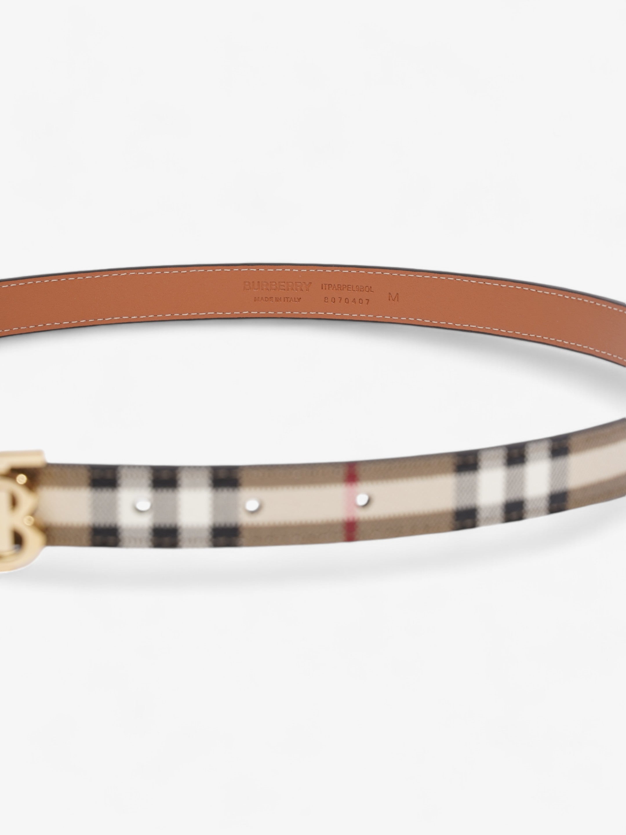 Burberry TB Belt Vintage Check / Gold Canvas Medium - 101.5cm
