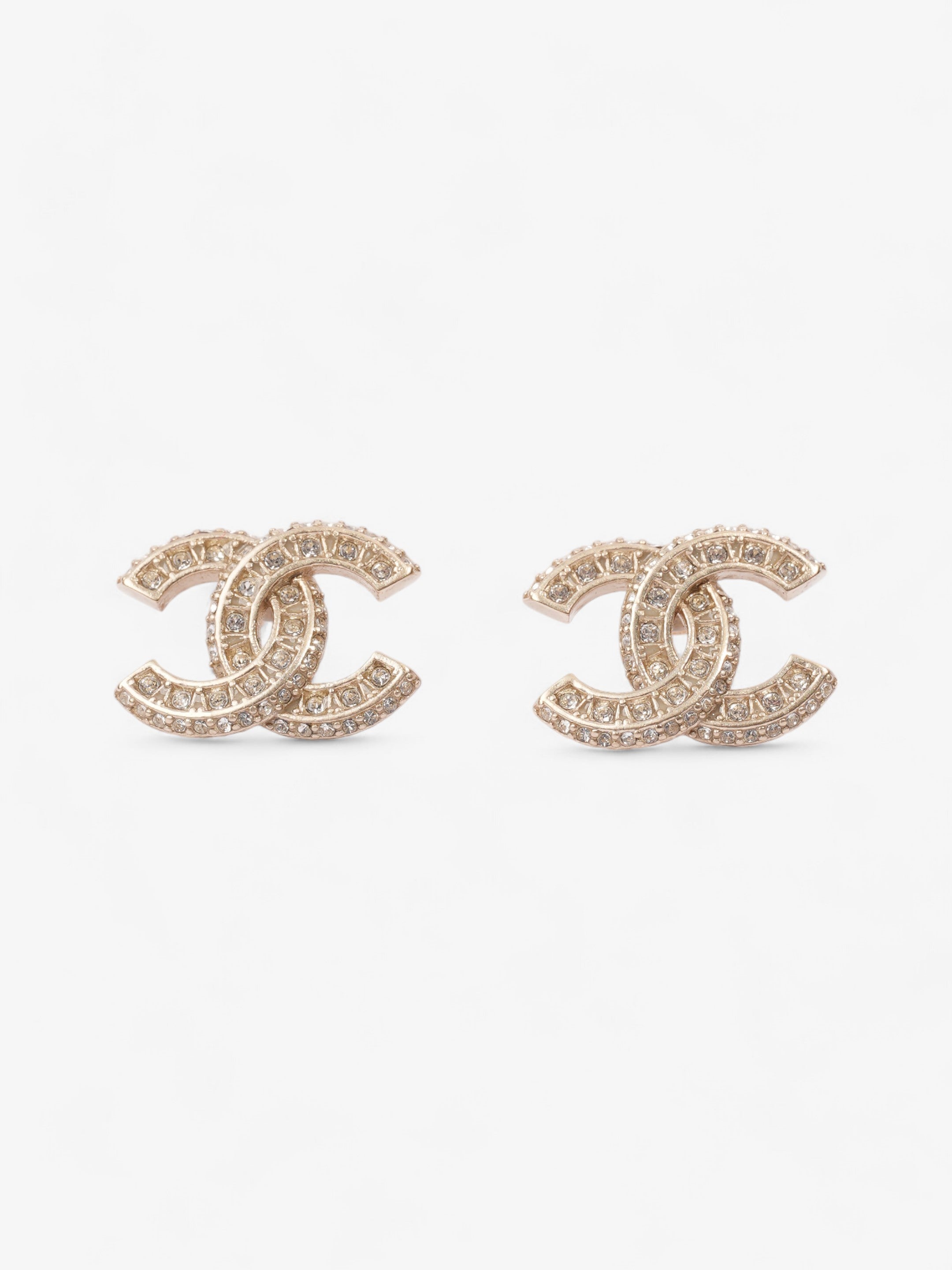 Chanel CC Earrings Light Gold Base Metal