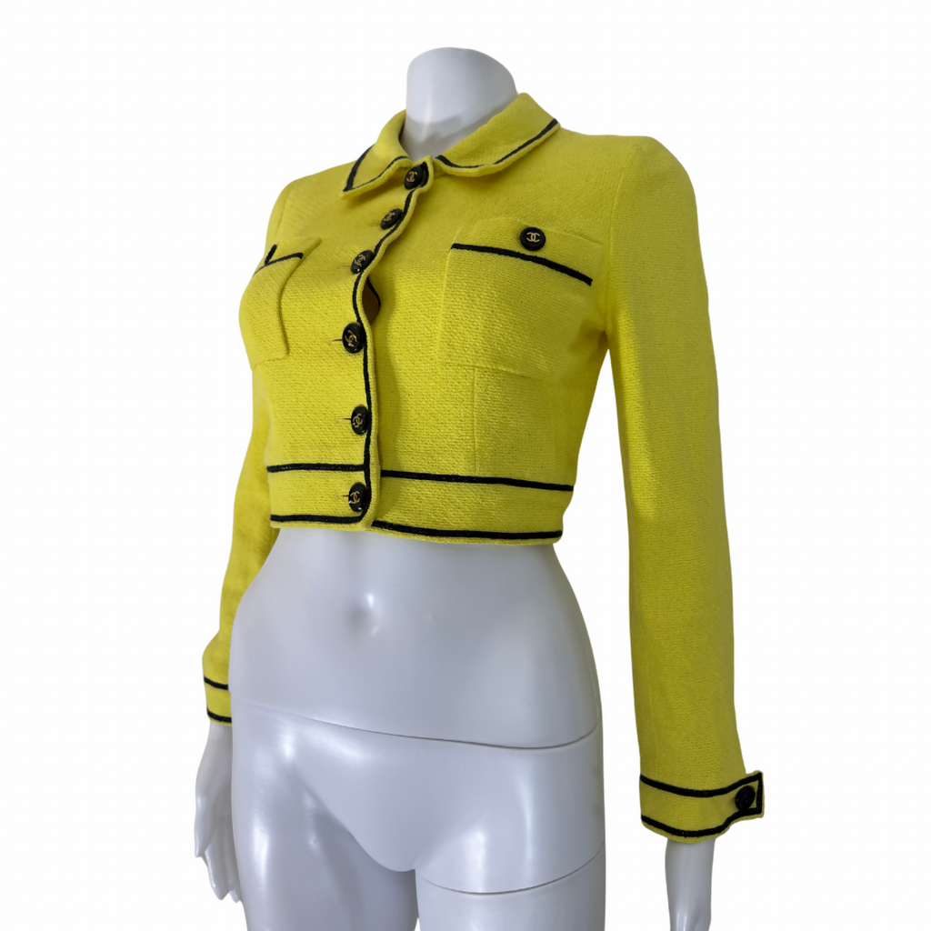 Chanel Vintage 95P Yellow Copped Jacket