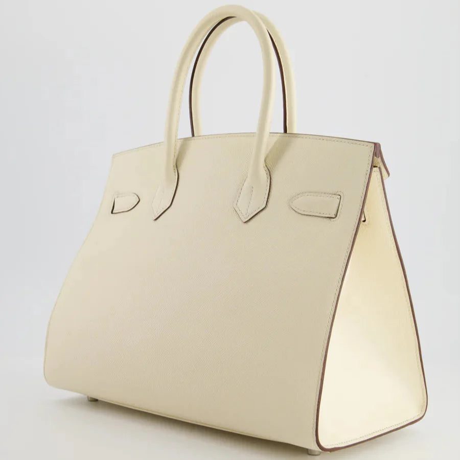 Hermes Birkin 30 Sellier Bag in Nata Epsom Leather With Palladium Hardware