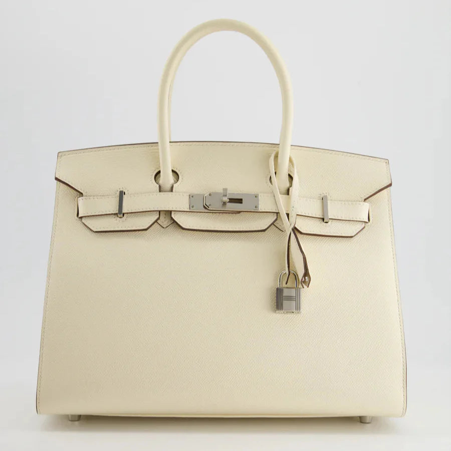Hermes Birkin 30 Sellier Bag in Nata Epsom Leather With Palladium Hardware