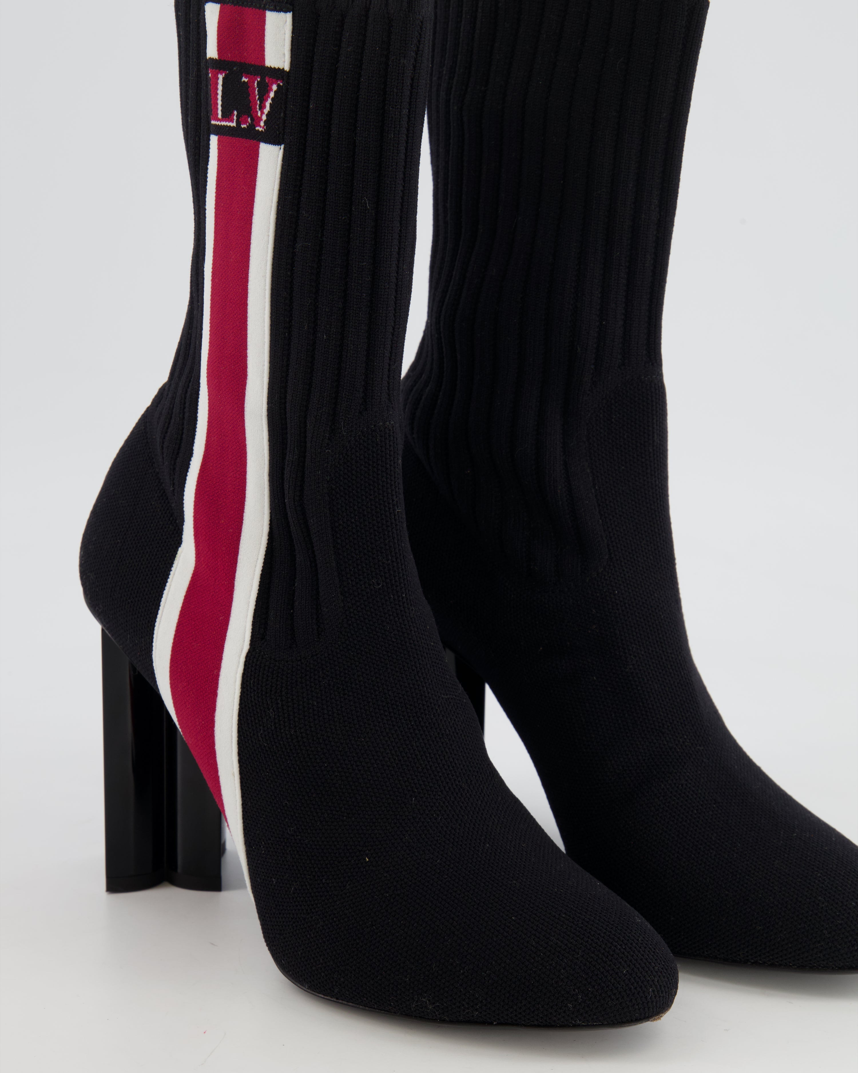 Louis Vuitton Black, Red and White Canvas Silhouette Ankle Boots Size EU 40 RRP £960