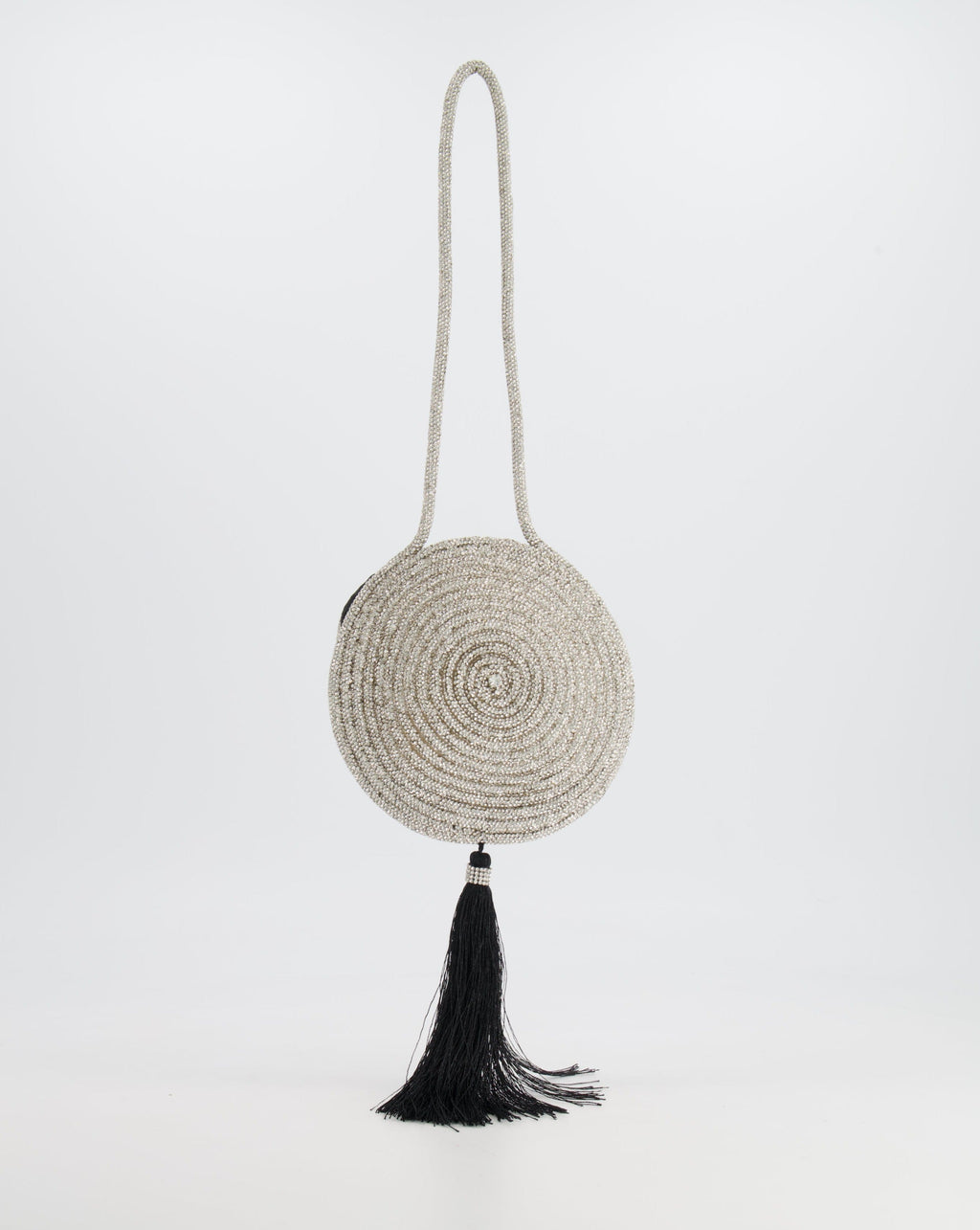 Nué Crystal Spiral Round Small Bag with Tassel Detail RRP £640