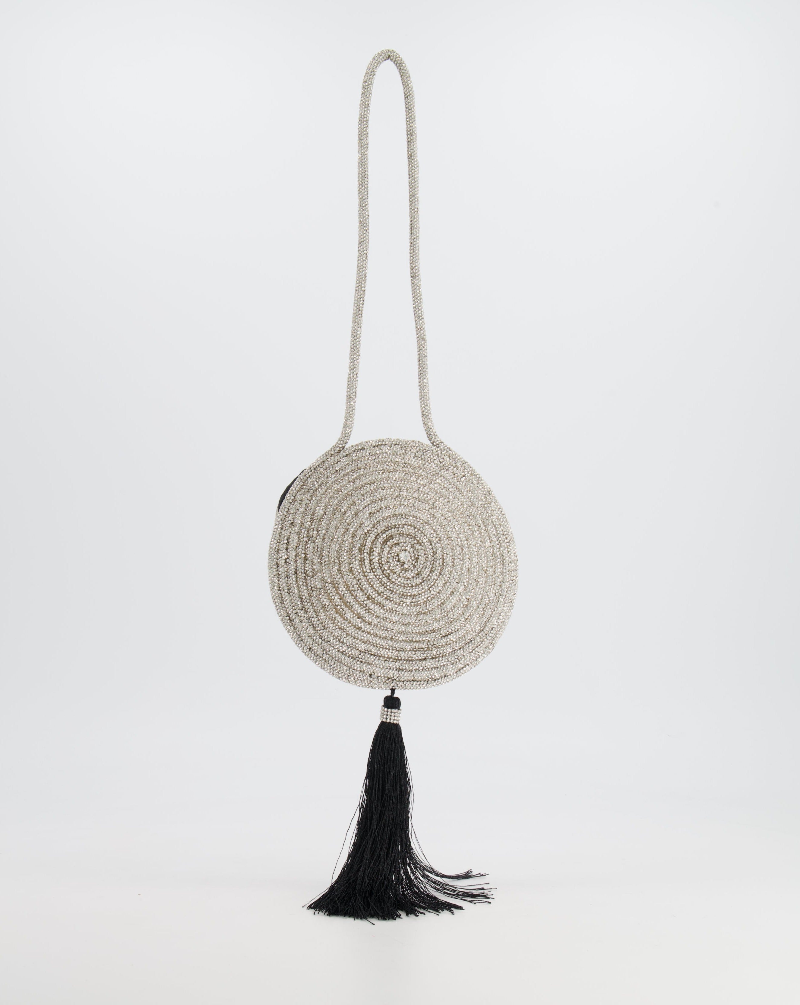 Nué Crystal Spiral Round Small Bag with Tassel Detail RRP £640