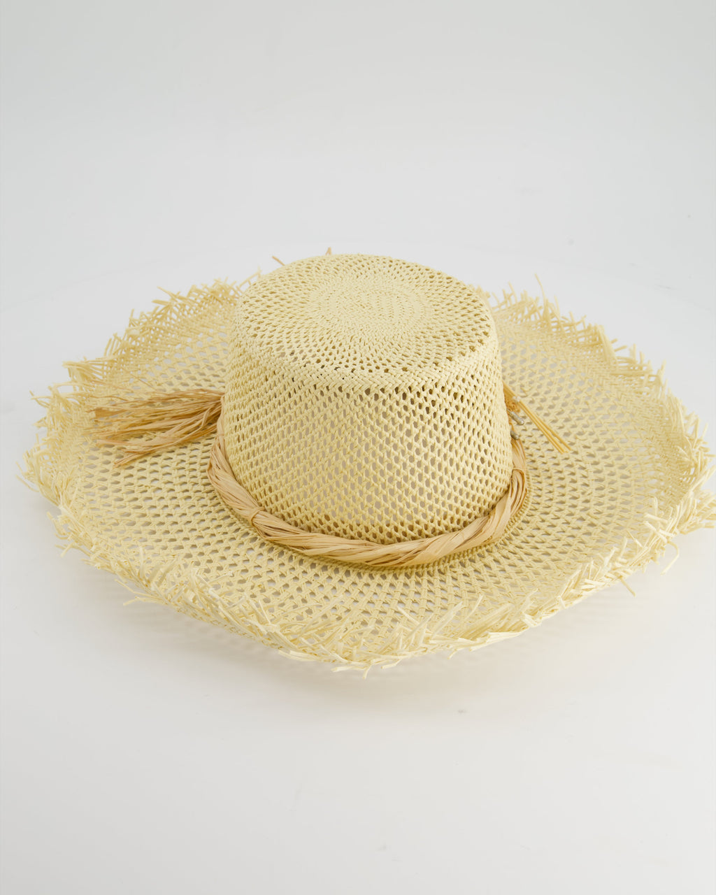 Ruslan Baginskiy Beige Raffia Large Hat with Ear Of Corn Detail