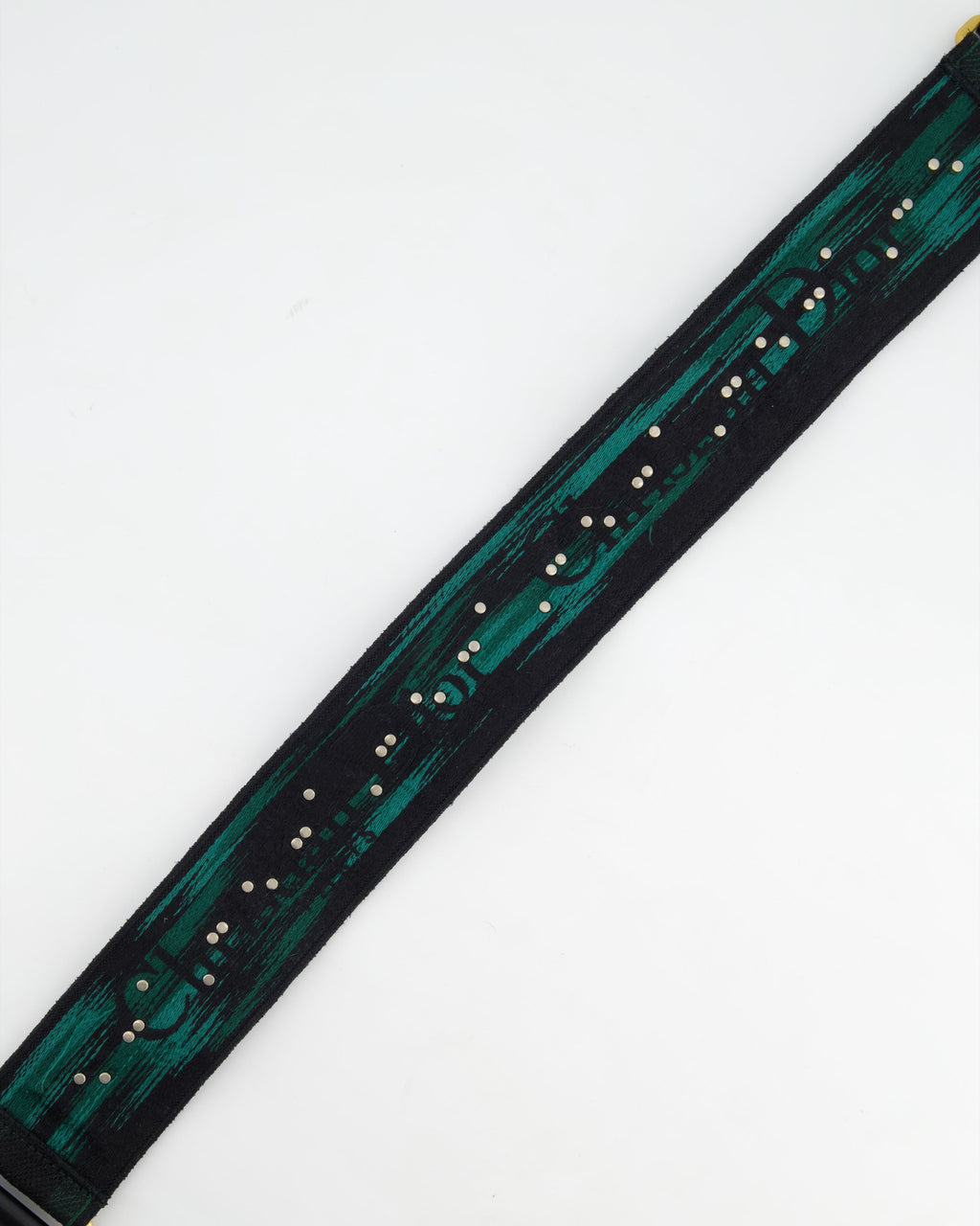 Christian Dior Green & Black Guitar Bag Strap with Logo and Antique Gold Hardware RRP £1050