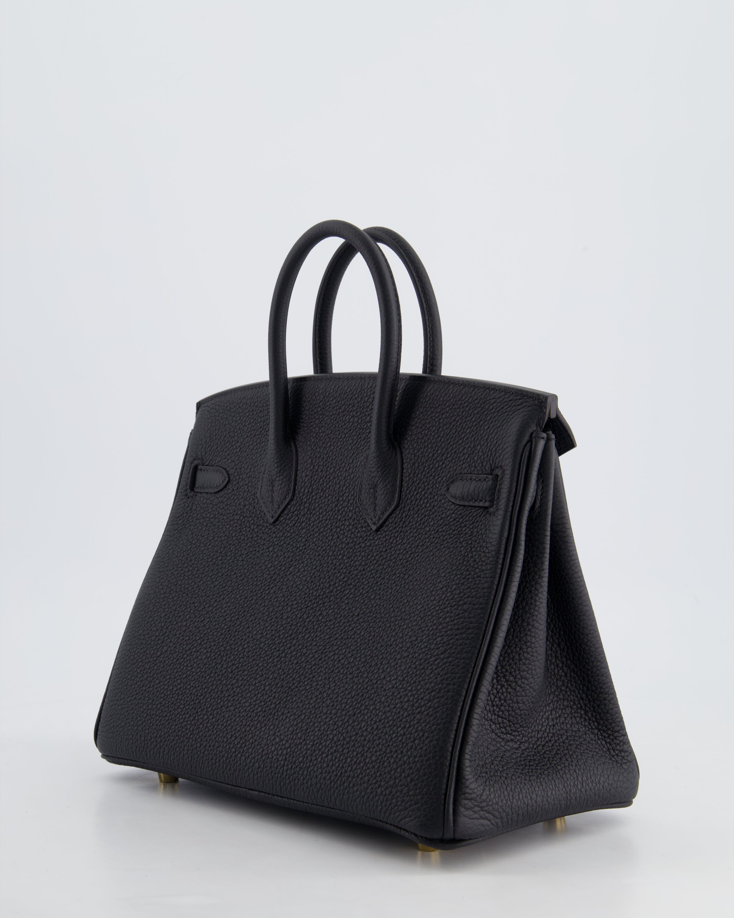 *HOLY GRAIL* Hermès Birkin 25 Retourne Bag in Noir Togo Leather with Gold Hardware