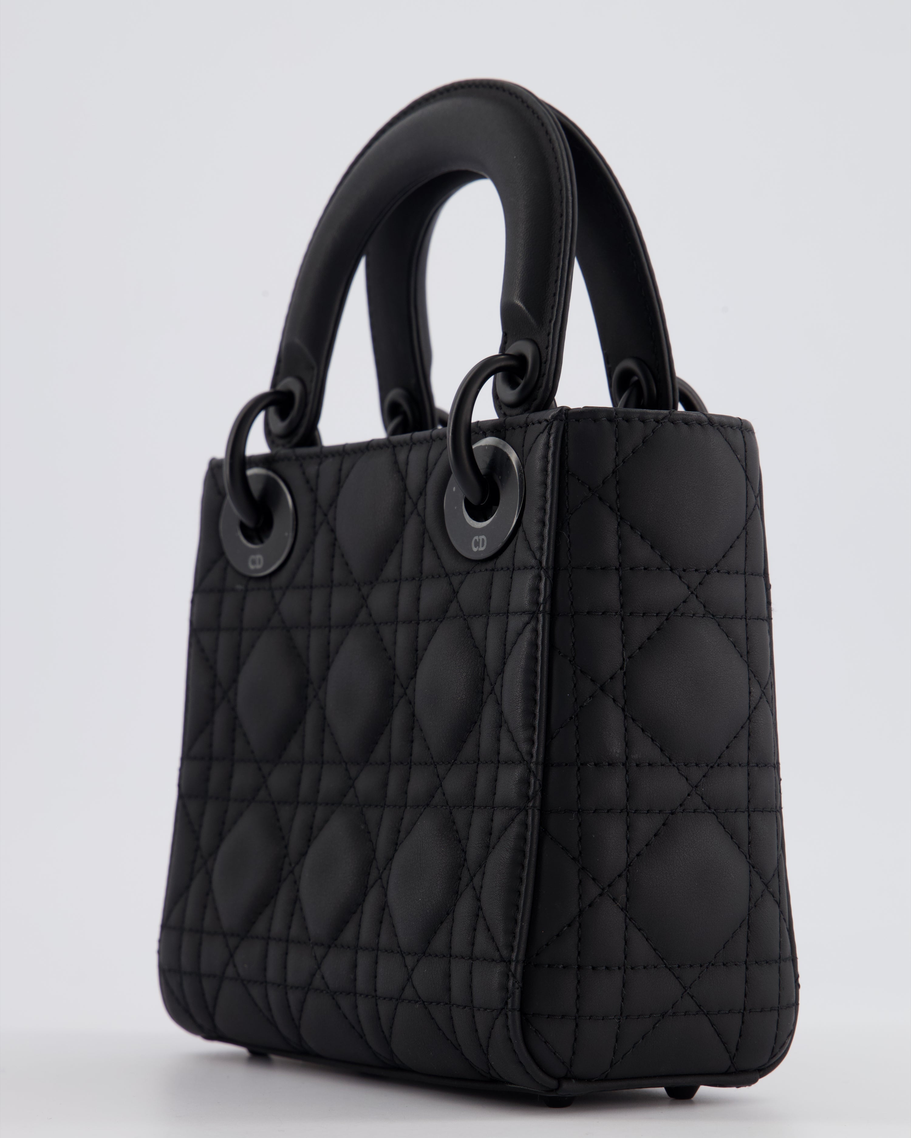 Christian Dior Mini Cannage Ultramatte Black Lady Dior Bag with Black Hardware RRP - £4200