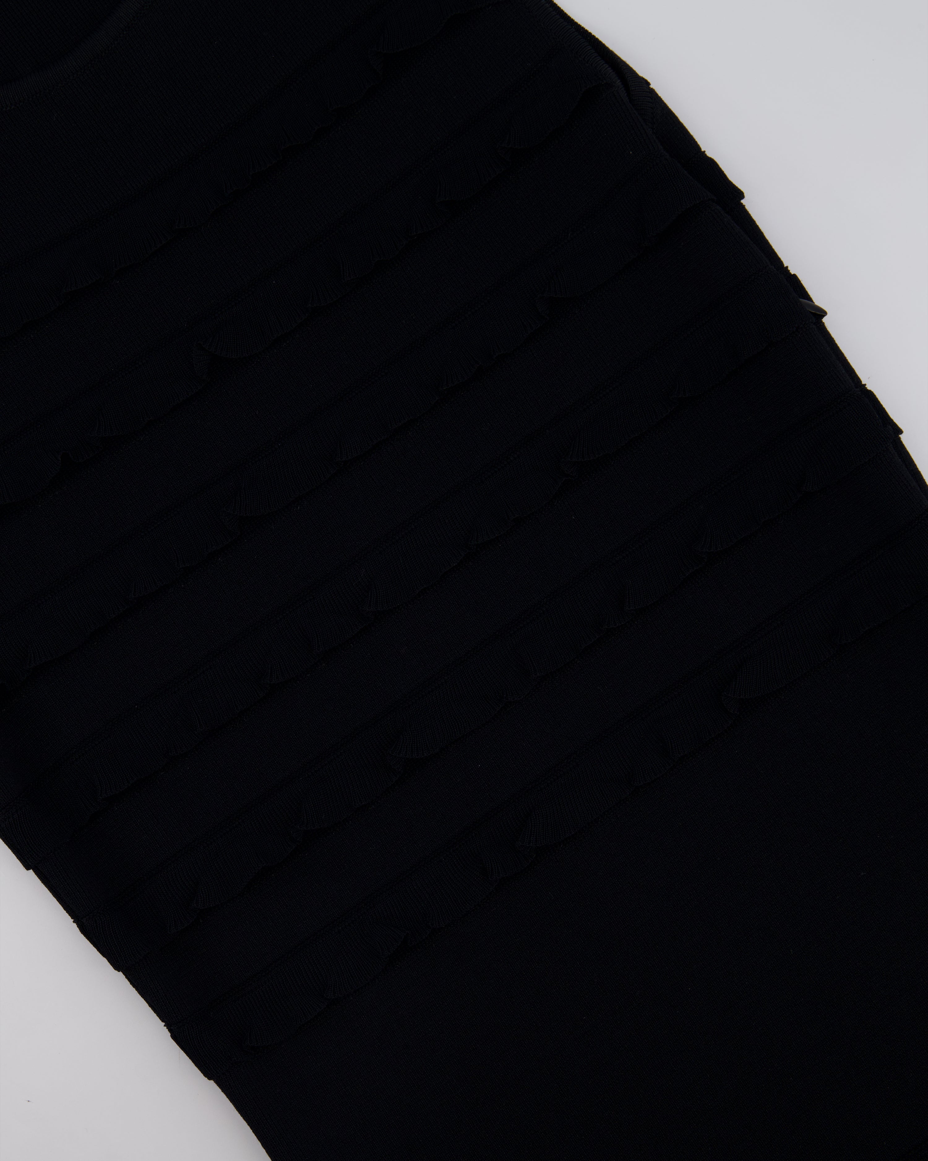 Christian Dior Black Sleeveless Knitted Midi Dress with Frill Detail FR 34 (UK 6)