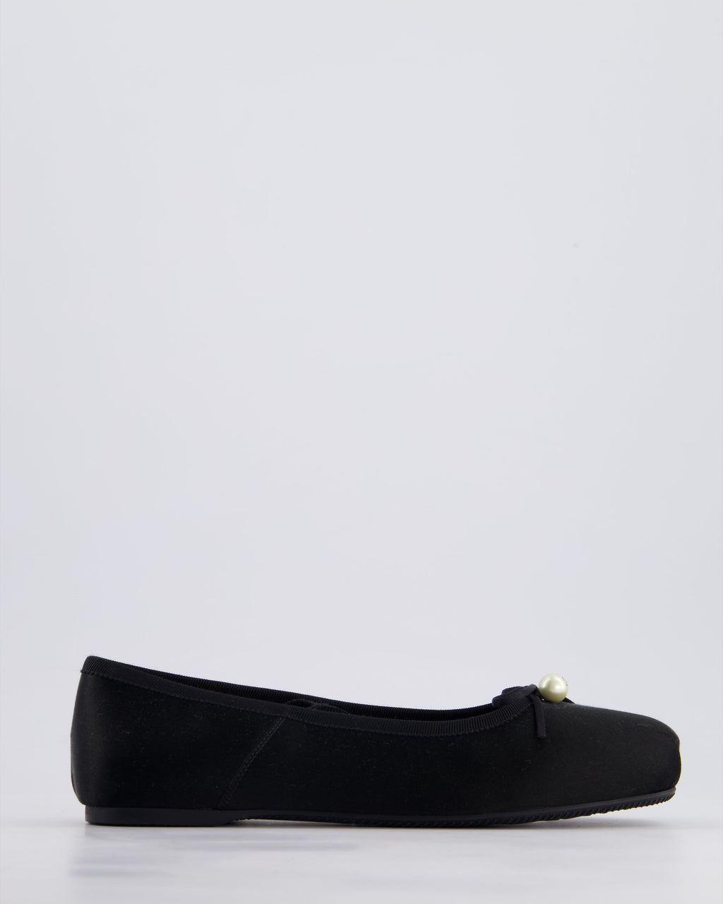 Christian Dior Black Satin D-Joy Ballet Flats Pearl & Lace Up Detail Size EU 36.5