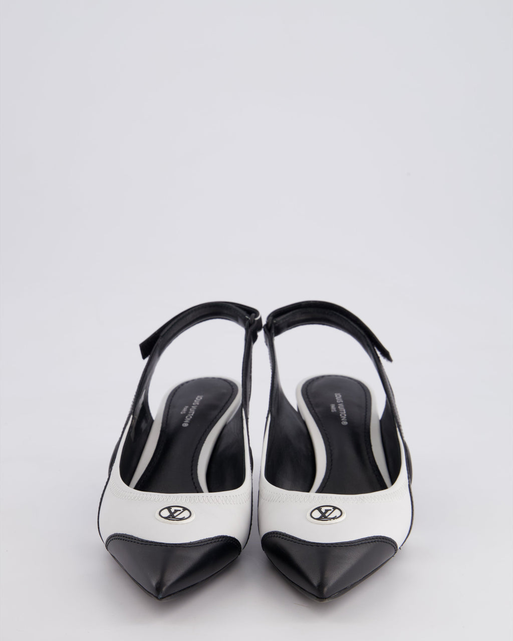 Louis Vuitton Black and White Archlight Slingback Heels With Logo Details Size EU 37