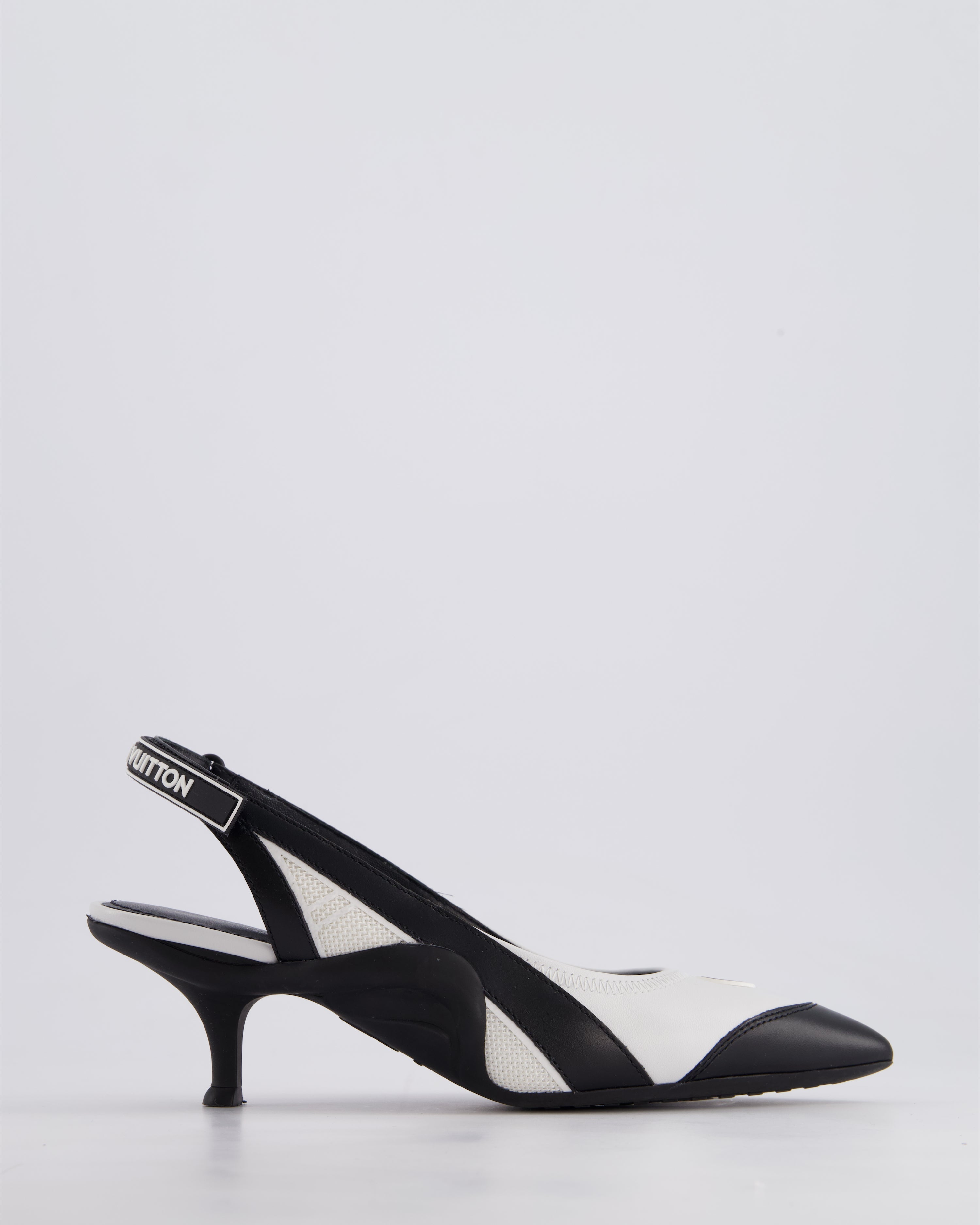 Louis Vuitton Black and White Archlight Slingback Heels With Logo Details Size EU 37
