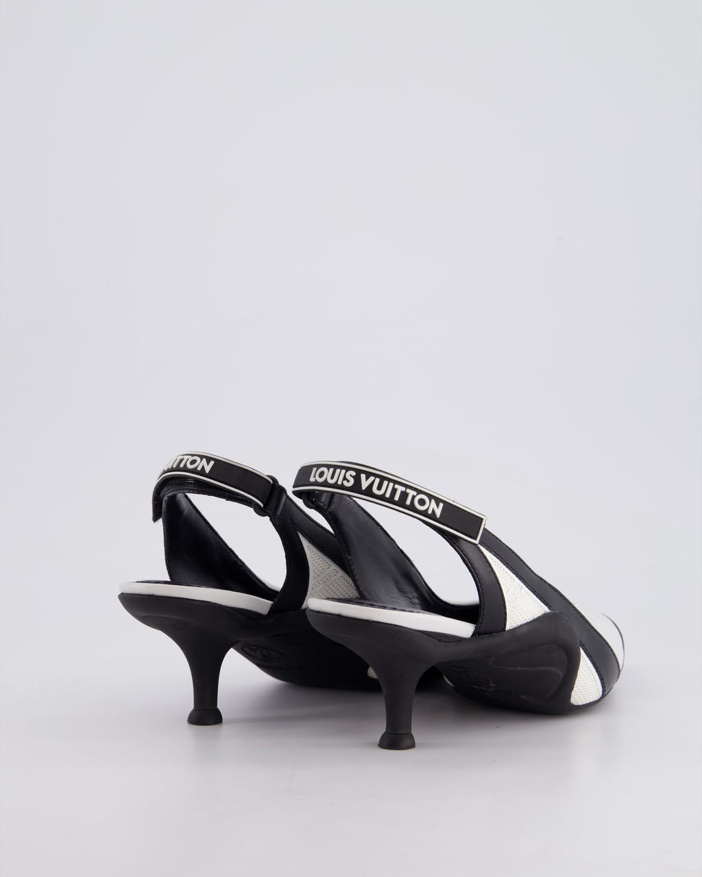 Louis Vuitton Black and White Archlight Slingback Heels With Logo Details Size EU 37