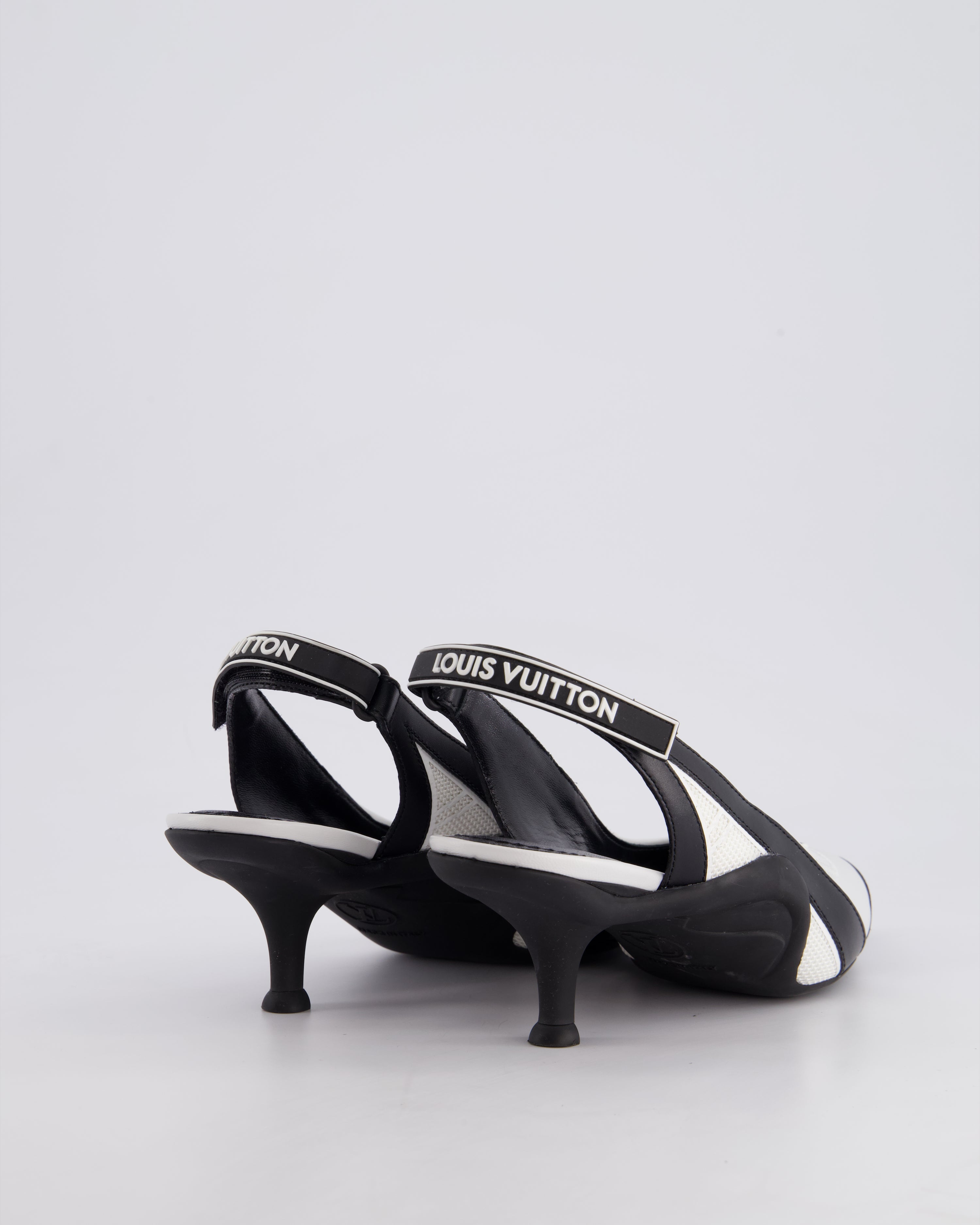 Louis Vuitton Black and White Archlight Slingback Heels With Logo Details Size EU 37