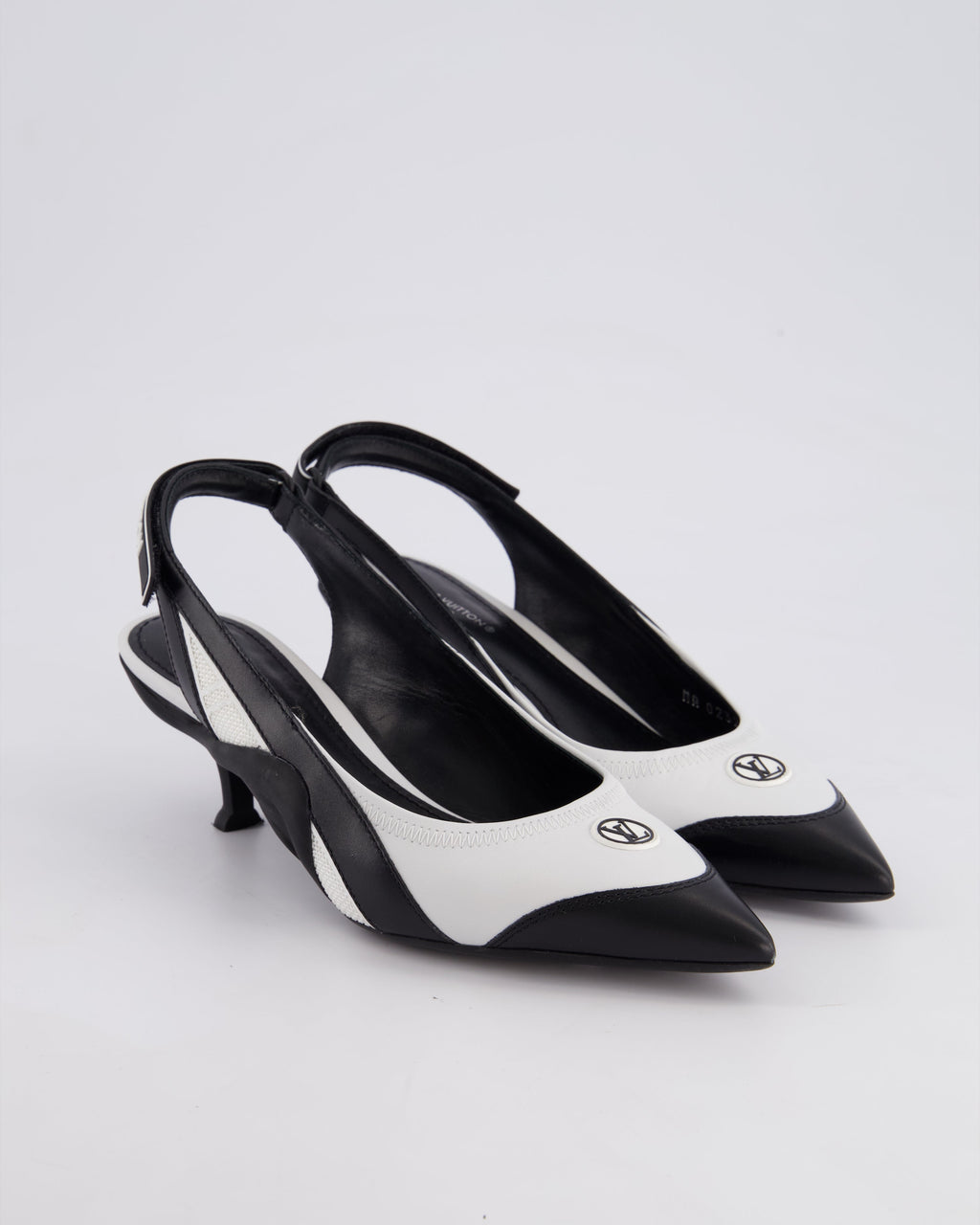 Louis Vuitton Black and White Archlight Slingback Heels With Logo Details Size EU 37