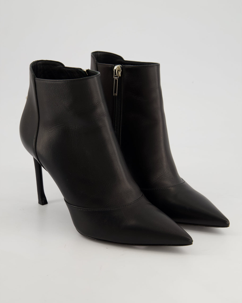 Christian Dior Stiletto Ankle Boots With Silver Metal Heel Detail Size EU 38.5