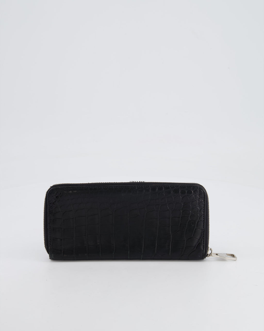 Louis Vuitton Black Crocodile Wallet with Silver Hardware
