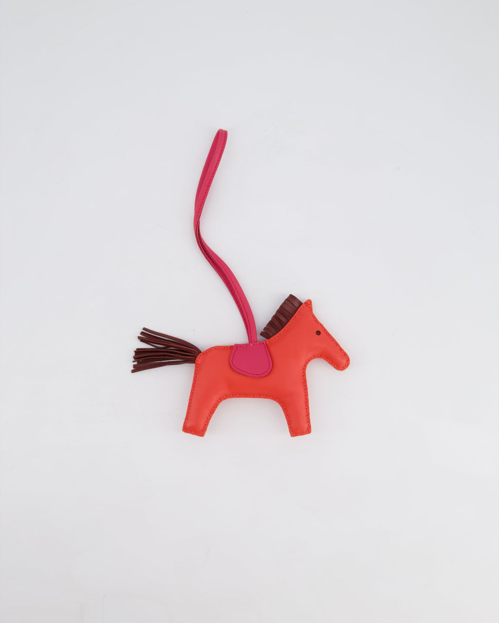 Hermès Rodeo MM Bag Charm in Rose Jaipur, Rouge , Framboise Milo and Swift Leather