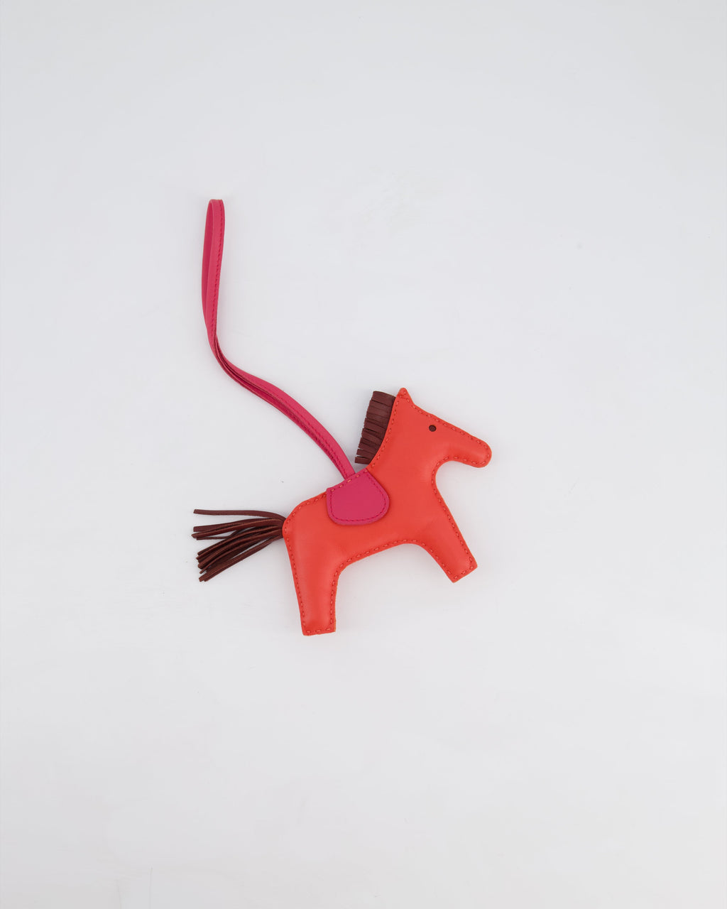 Hermès Rodeo MM Bag Charm in Rose Jaipur, Rouge , Framboise Milo and Swift Leather