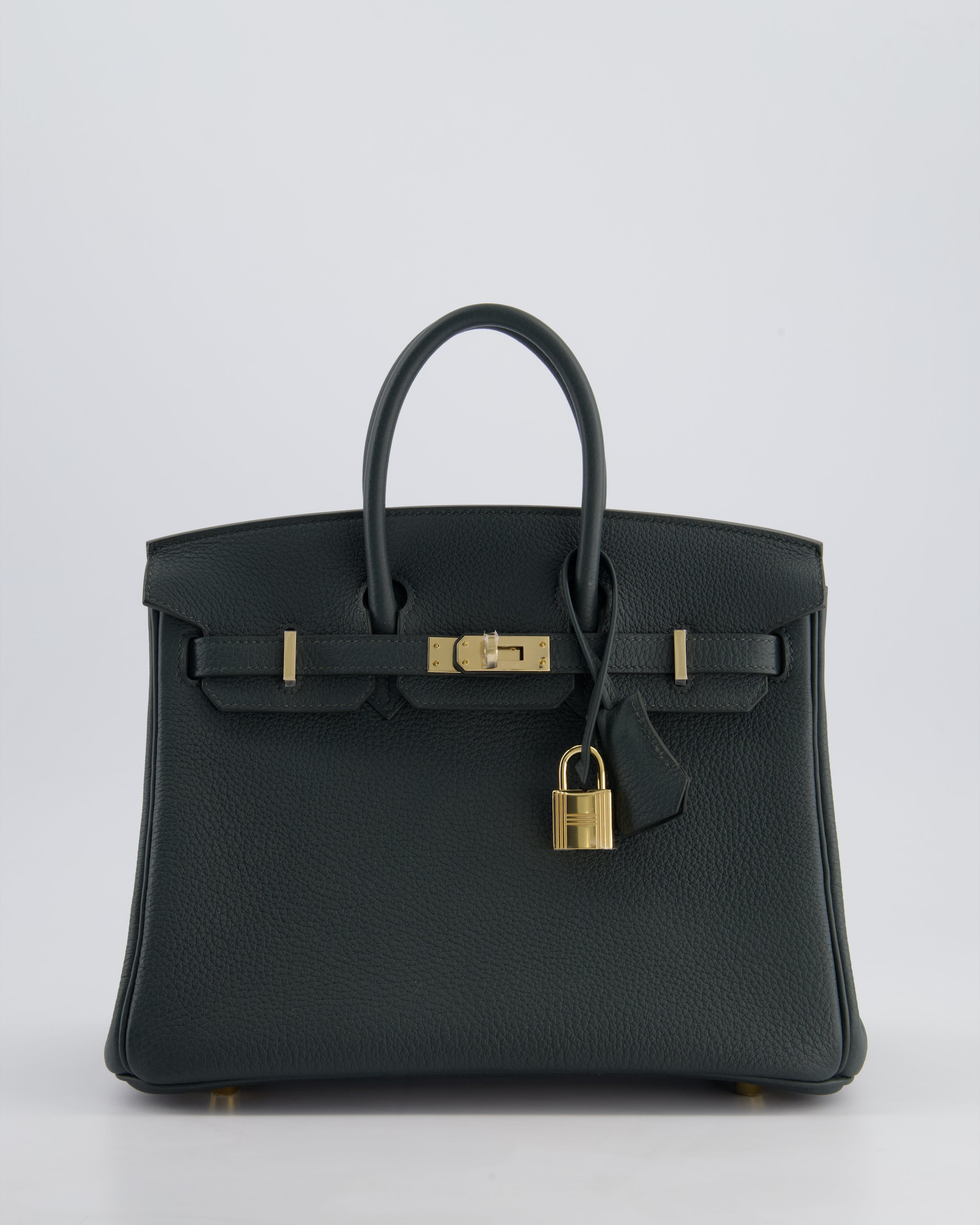 Hermès Birkin 25 Retourne Bag in Vert Mangrove Togo Leather with Permabrass Hardware