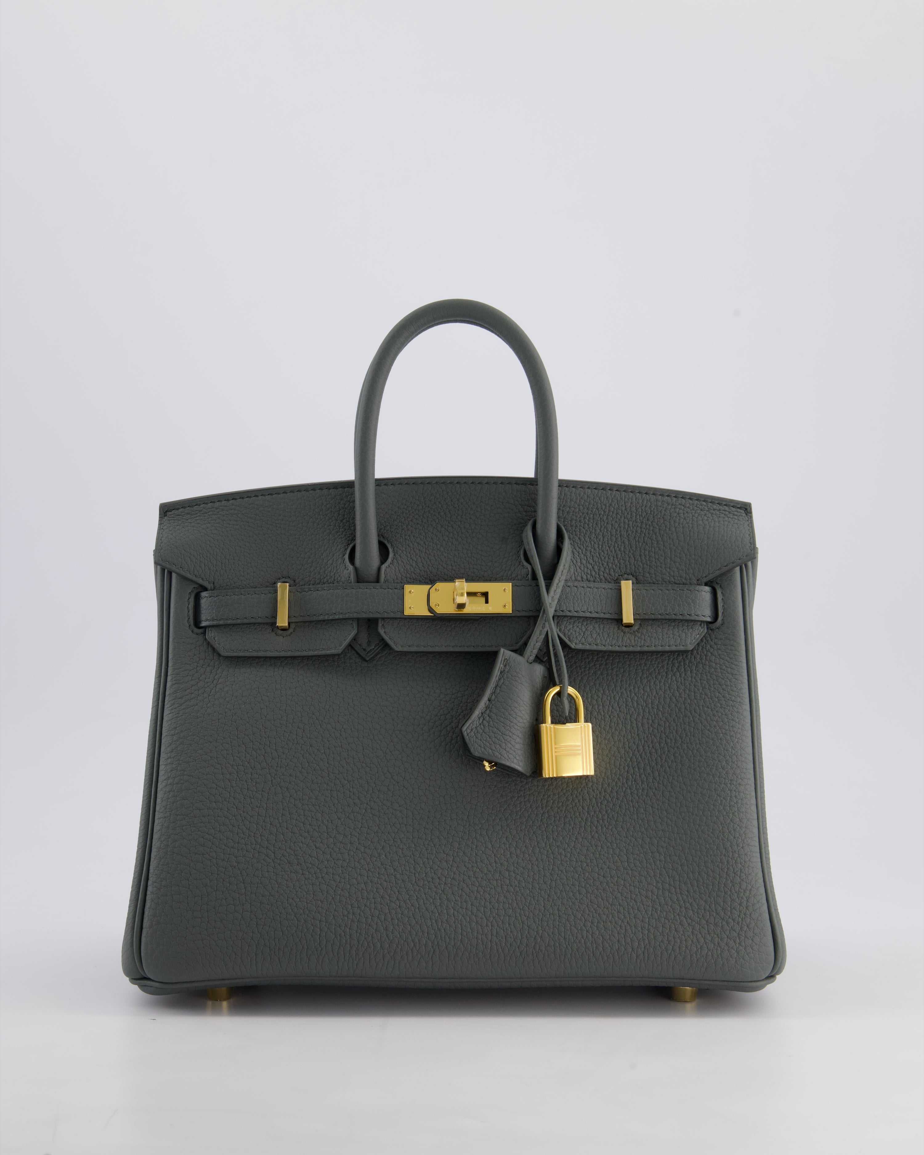 *SUPER HOT COLOUR* Hermès Birkin 25 Retourne Bag in Vert Amande Togo Leather with Gold Hardware