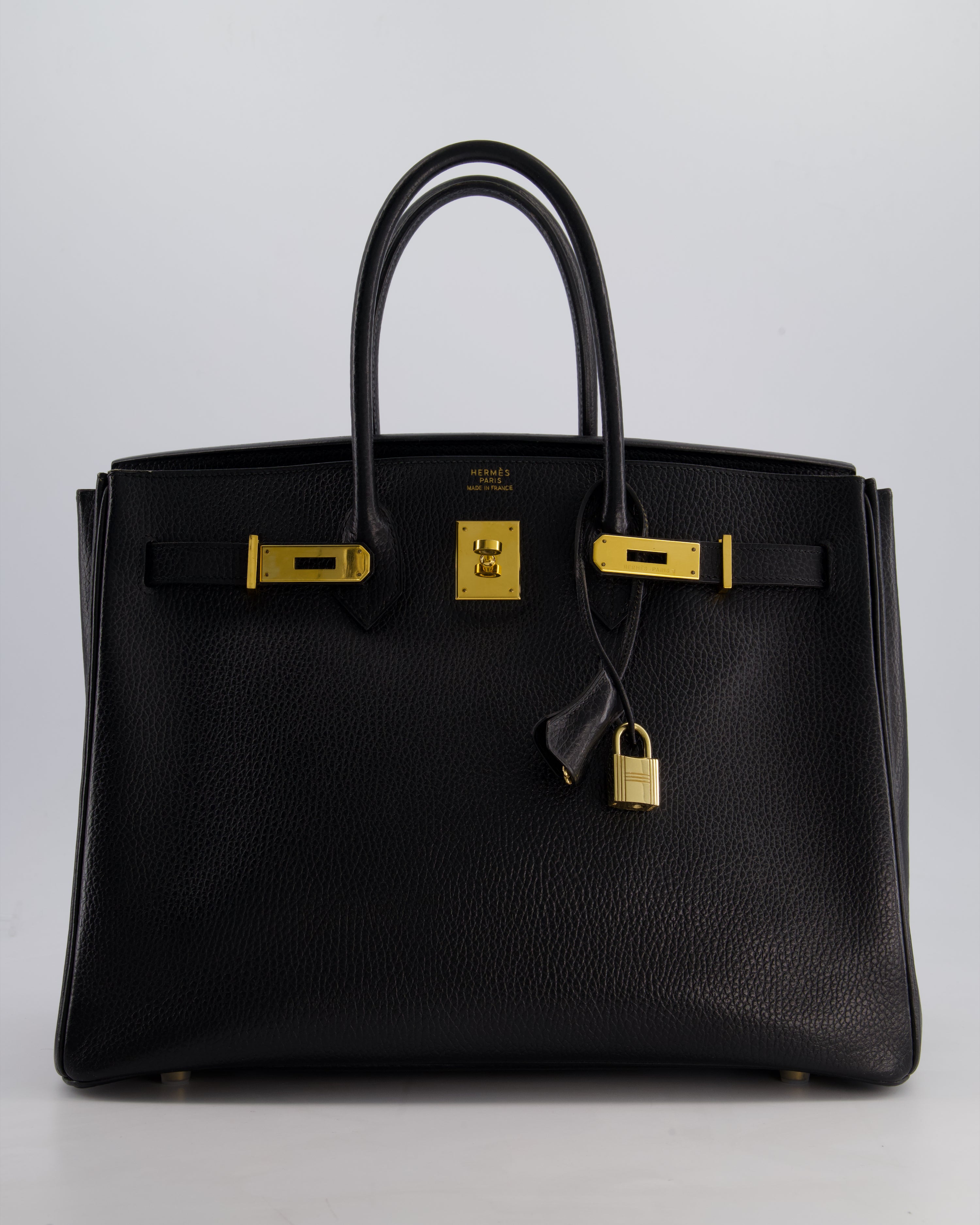 Hermès Birkin 35 Retourne Bag in Black Ardennes Leather with Gold Hardware