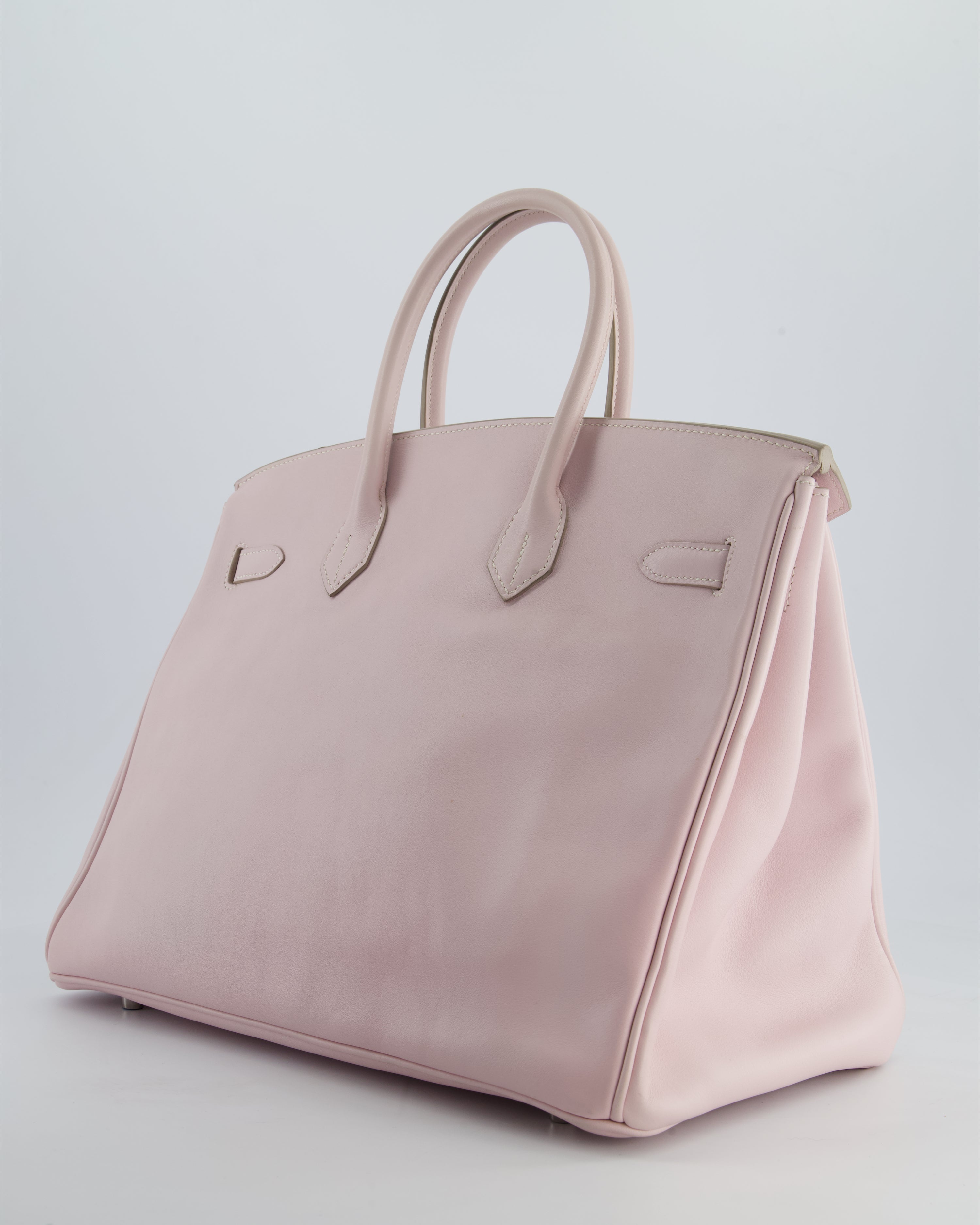 Hermès Birkin 35 Retourne Bag in Rose Dragee Swift Leather with Palladium Hardware