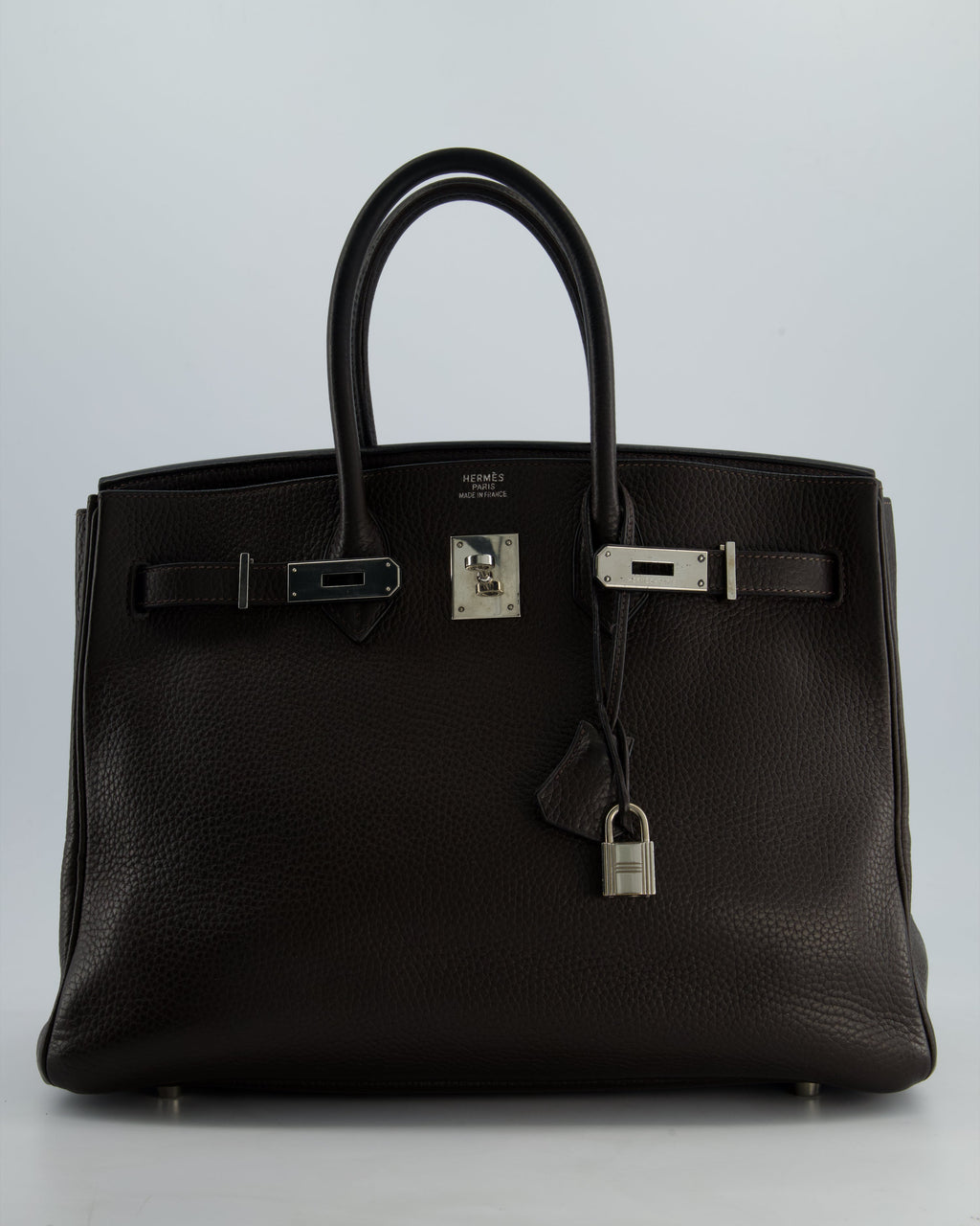 Hermès Birkin 35 Retourne Bag in Chocolat Clemence Leather with Palladium Hardware
