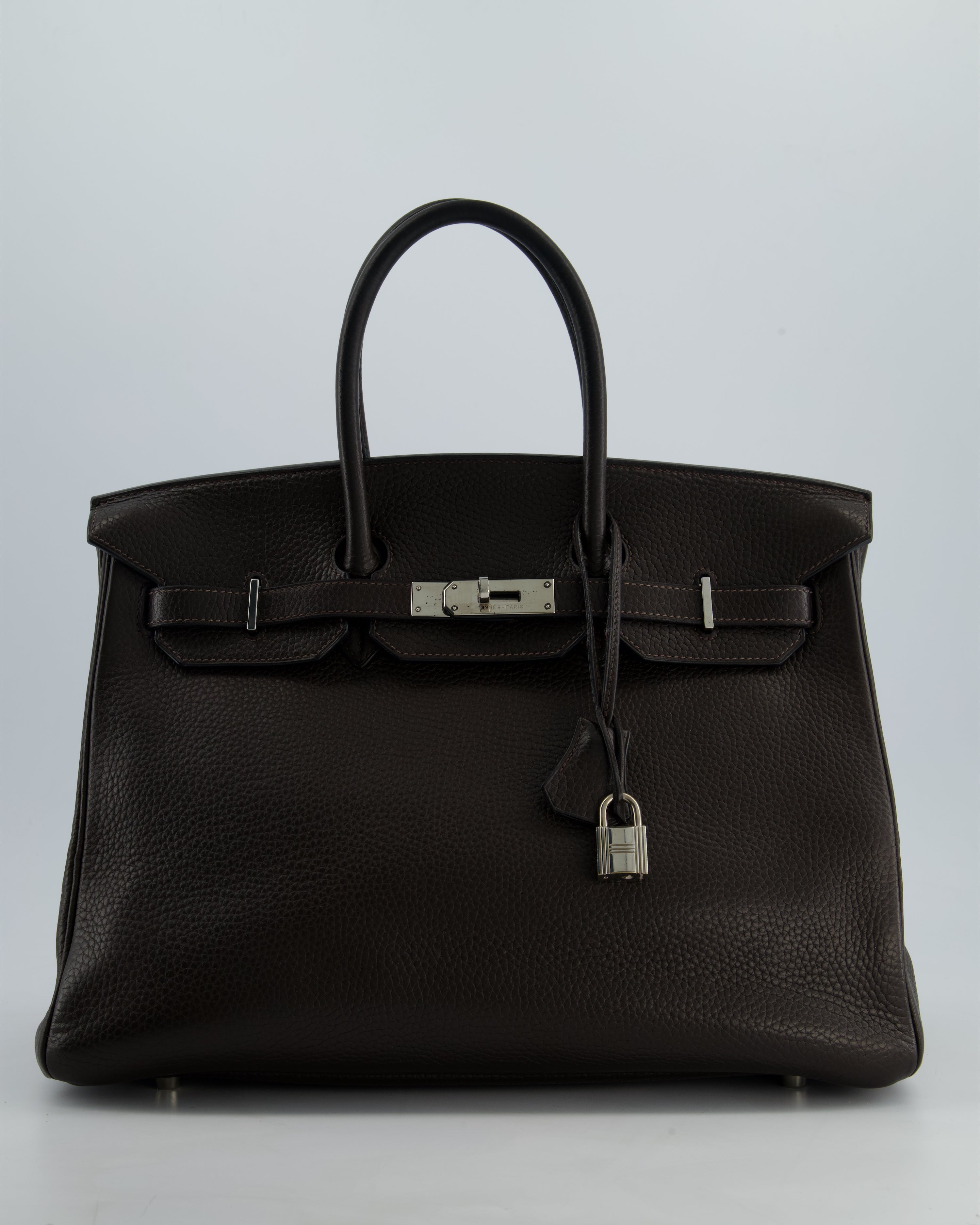 Hermès Birkin 35 Retourne Bag in Chocolat Clemence Leather with Palladium Hardware
