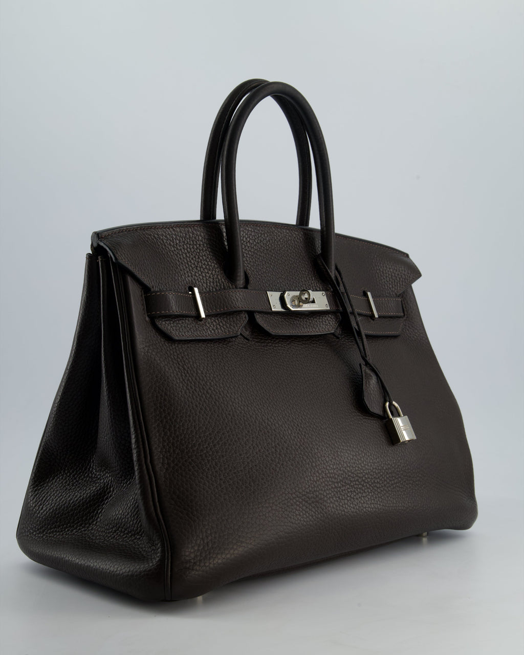 Hermès Birkin 35 Retourne Bag in Chocolat Clemence Leather with Palladium Hardware