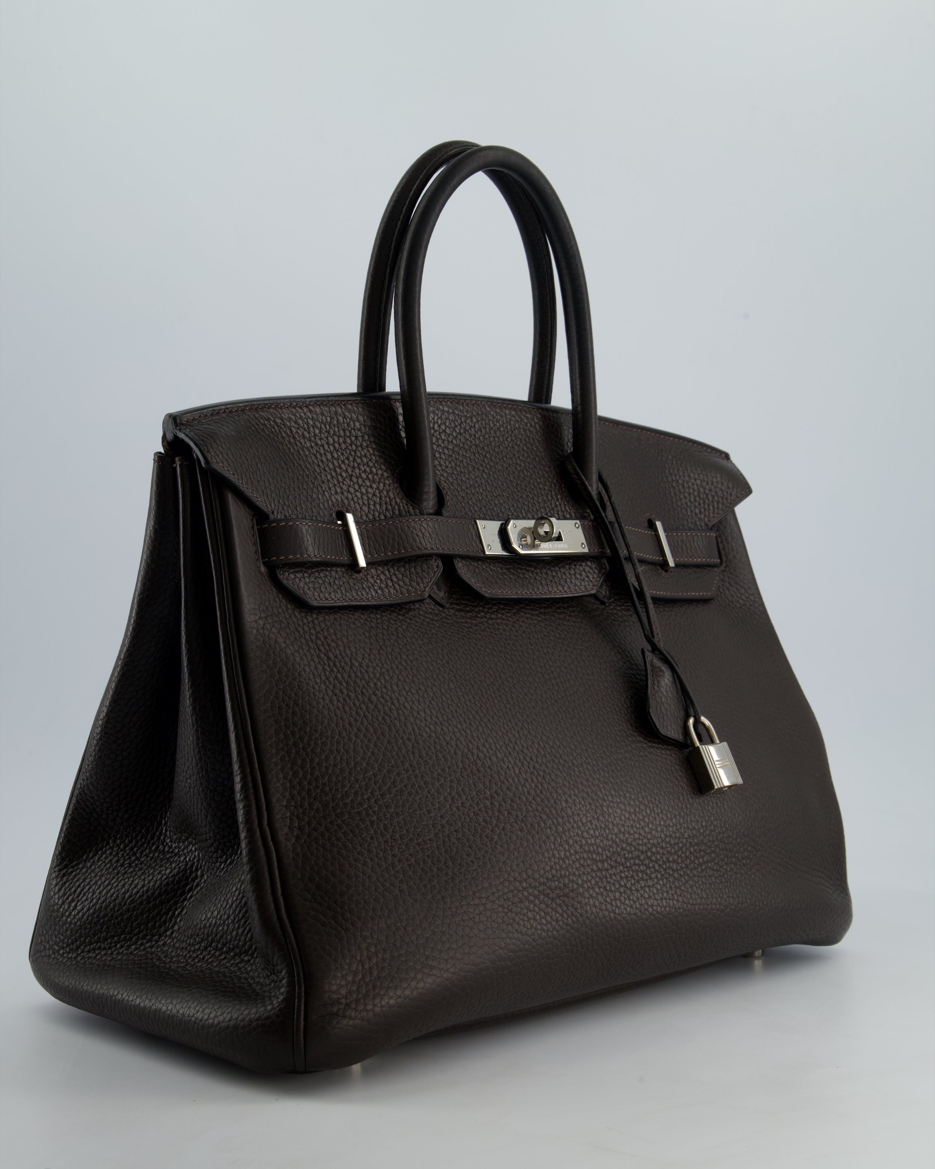 Hermès Birkin 35 Retourne Bag in Chocolat Clemence Leather with Palladium Hardware