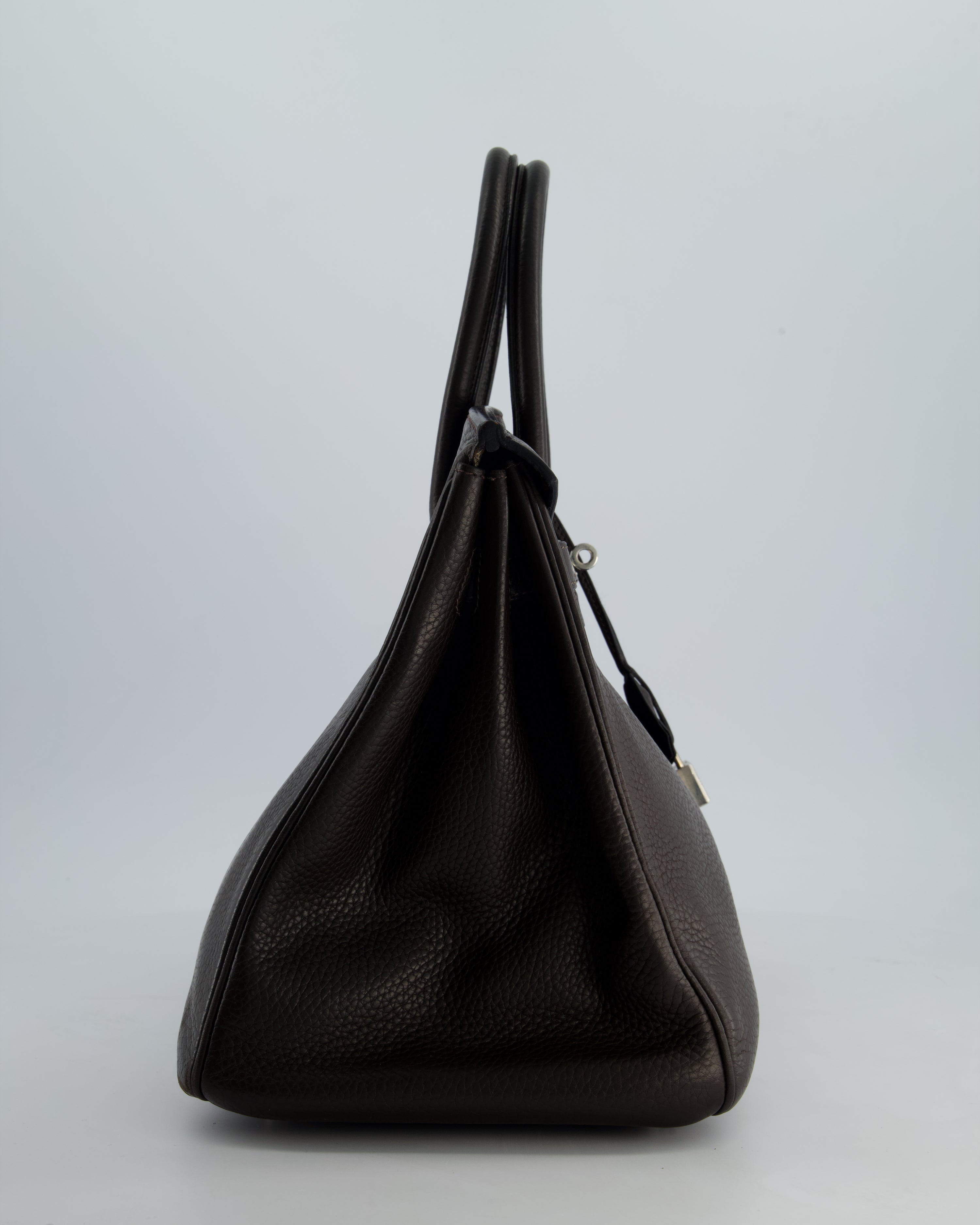 Hermès Birkin 35 Retourne Bag in Chocolat Clemence Leather with Palladium Hardware