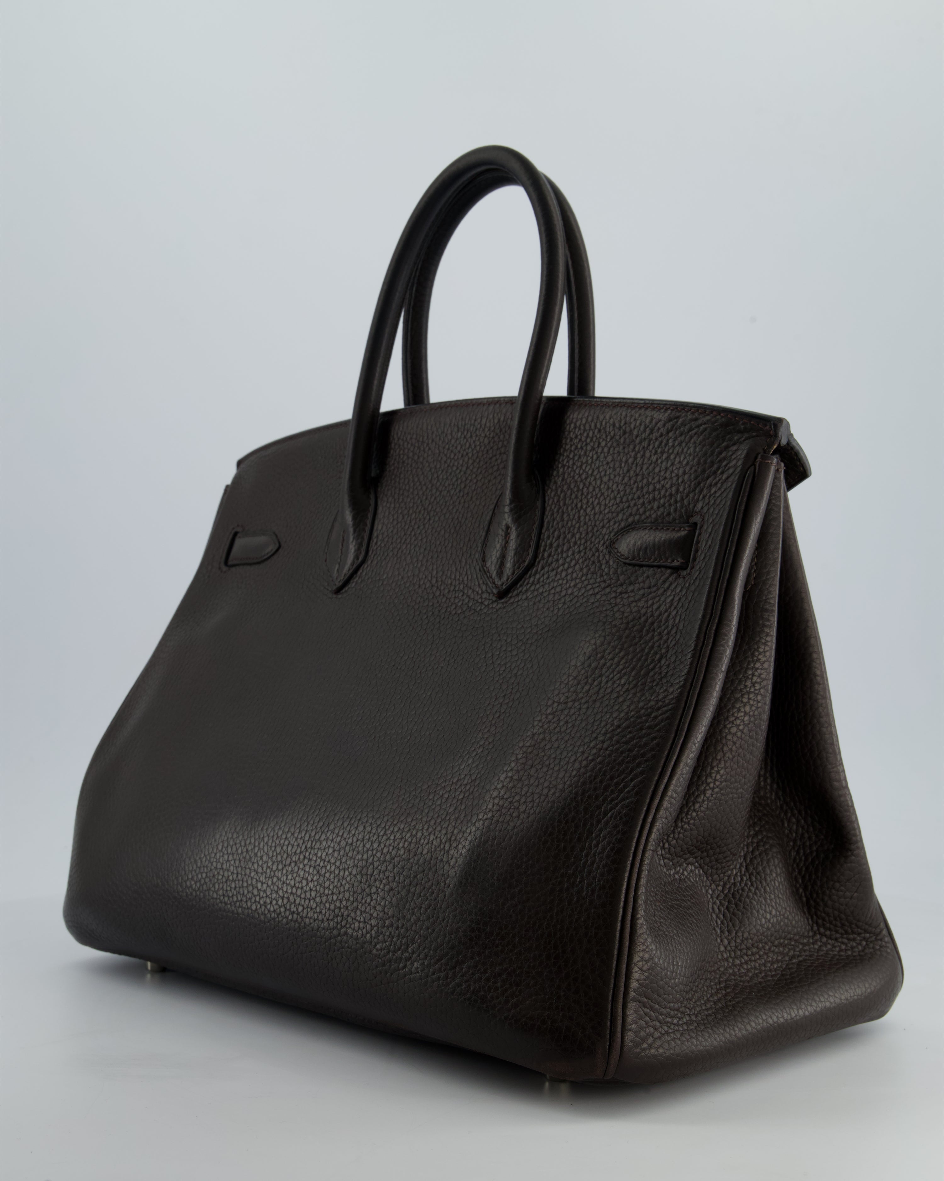 Hermès Birkin 35 Retourne Bag in Chocolat Clemence Leather with Palladium Hardware