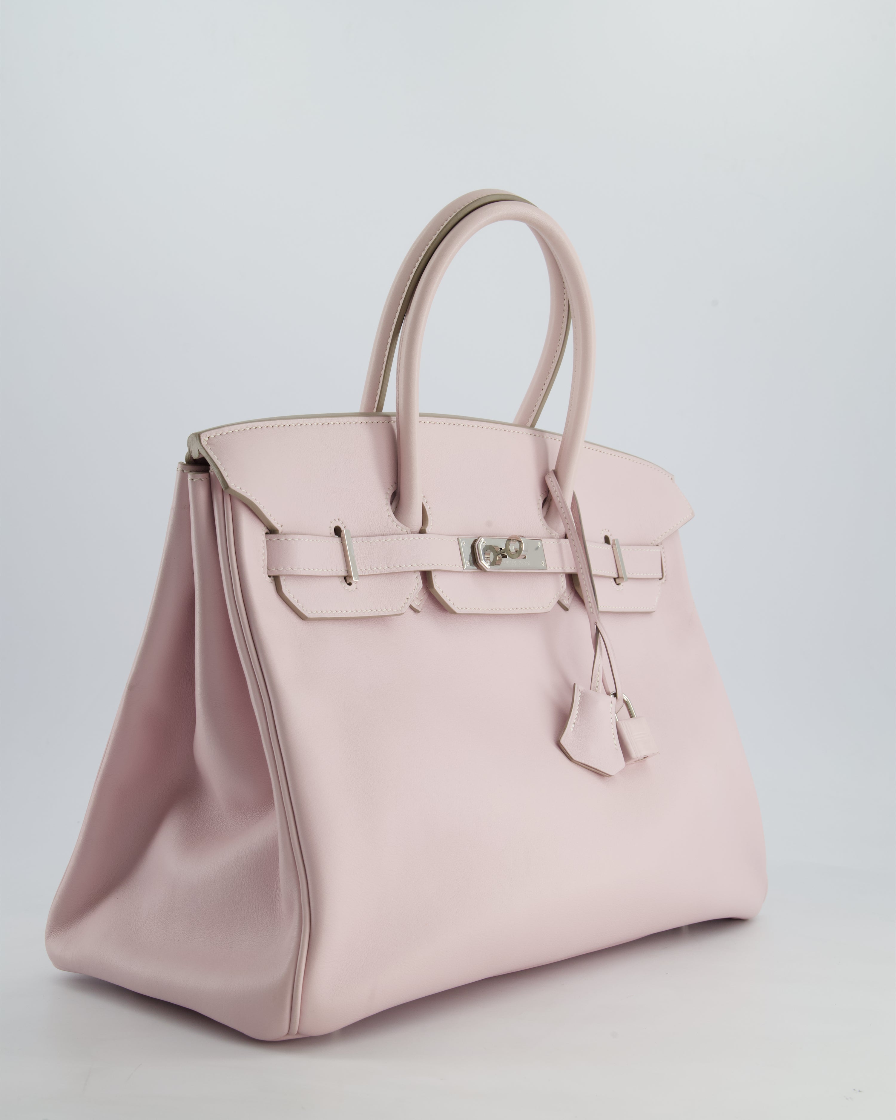 Hermès Birkin 35 Retourne Bag in Rose Dragee Swift Leather with Palladium Hardware