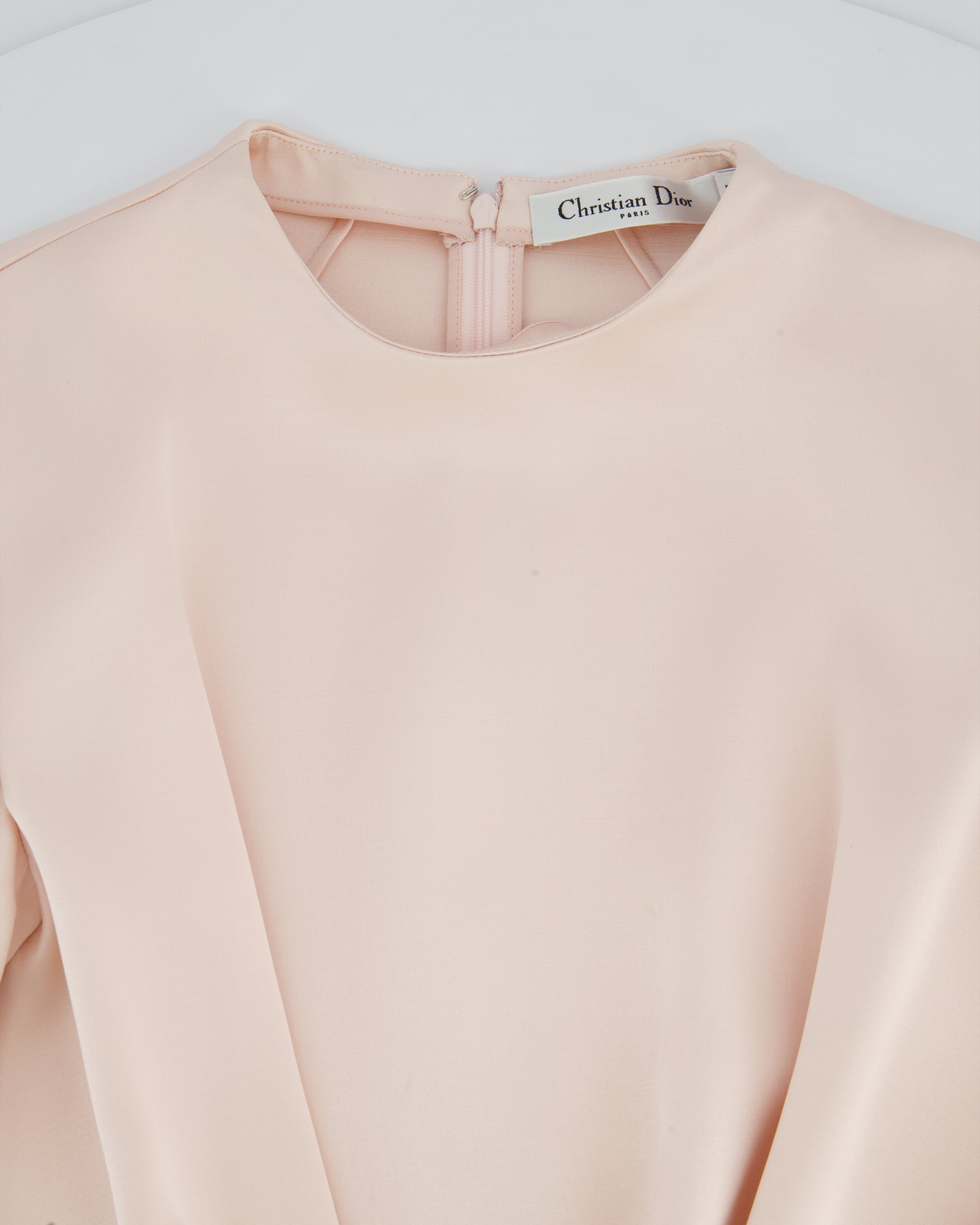 Christian Dior Pink Long Sleeve Top with Bow Detail and Matching Skirt Size FR 40 (UK 12)