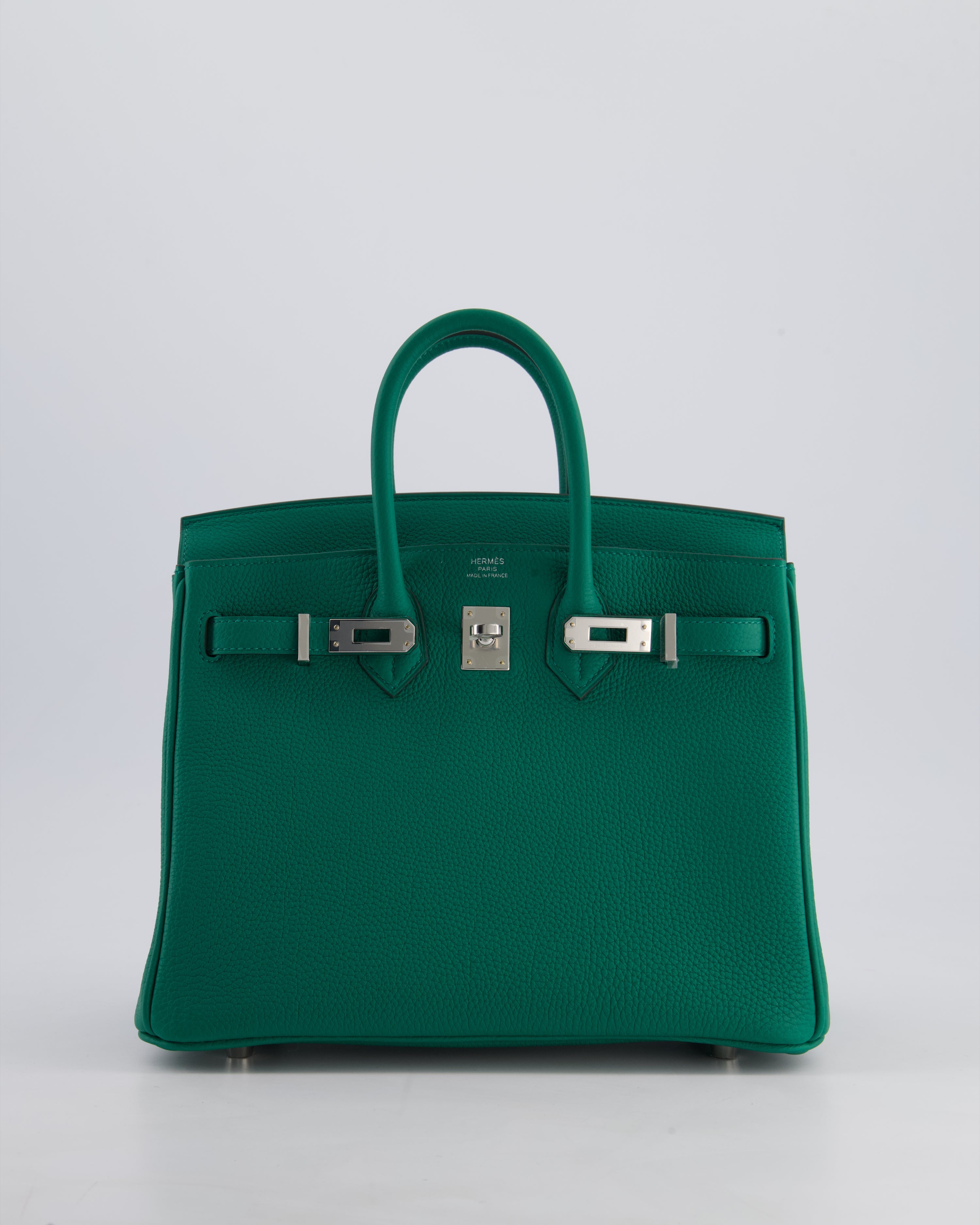 Hermès Birkin 25 Retourne Bag in Vert Vertigo Togo Leather with Palladium Hardware