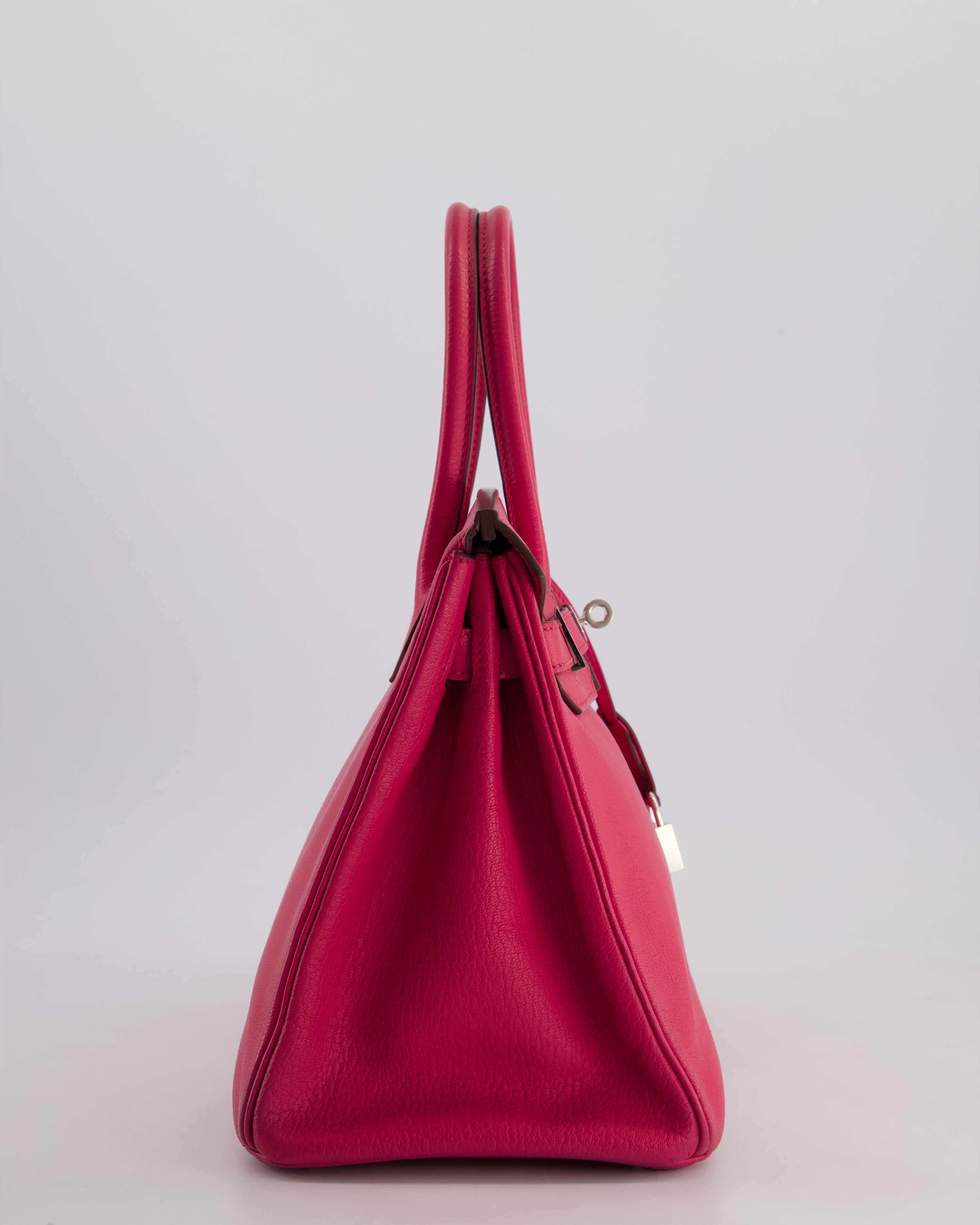 *FIRE PRICE & HOT* Hermès Birkin 30 Retourne Bag in Rose Shocking Chèvre Mysore Leather with Palladium Hardware
