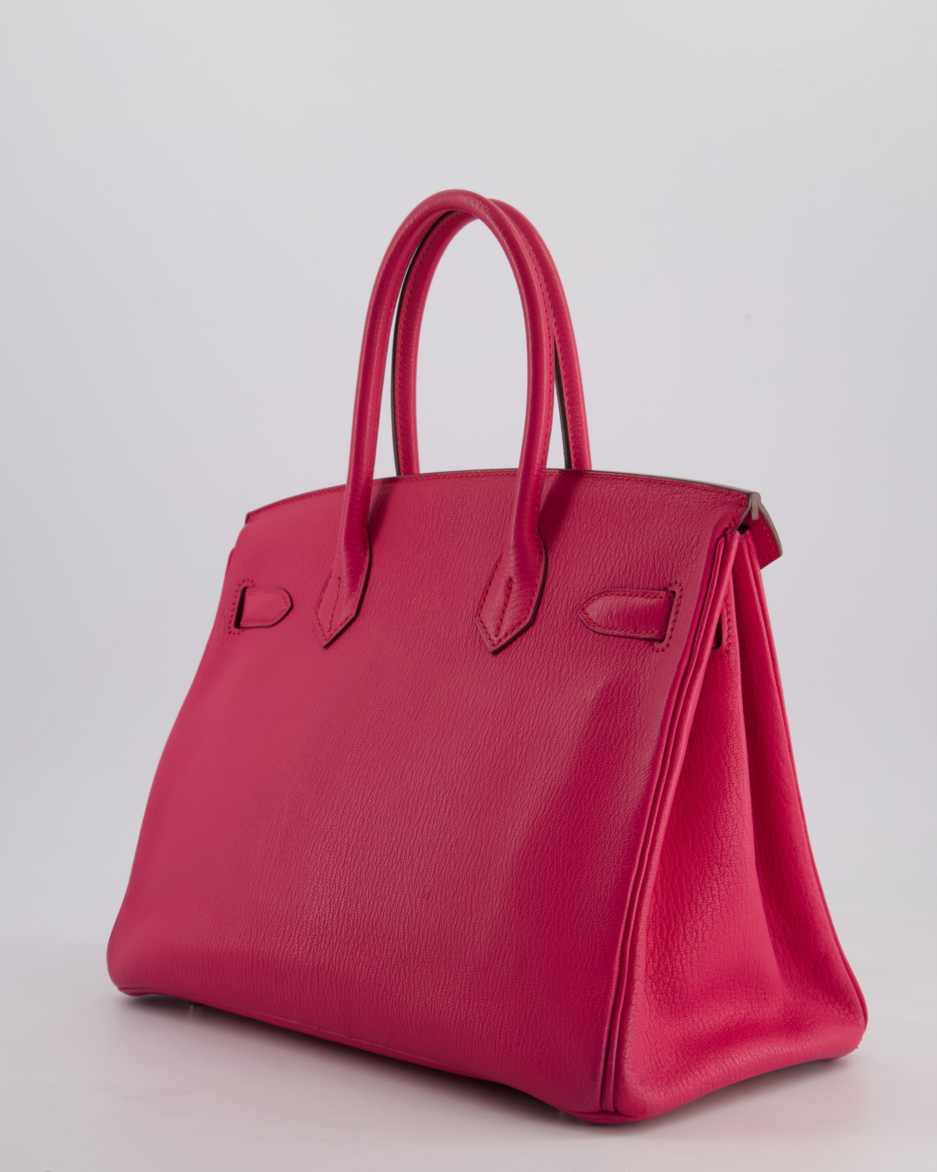 *FIRE PRICE & HOT* Hermès Birkin 30 Retourne Bag in Rose Shocking Chèvre Mysore Leather with Palladium Hardware
