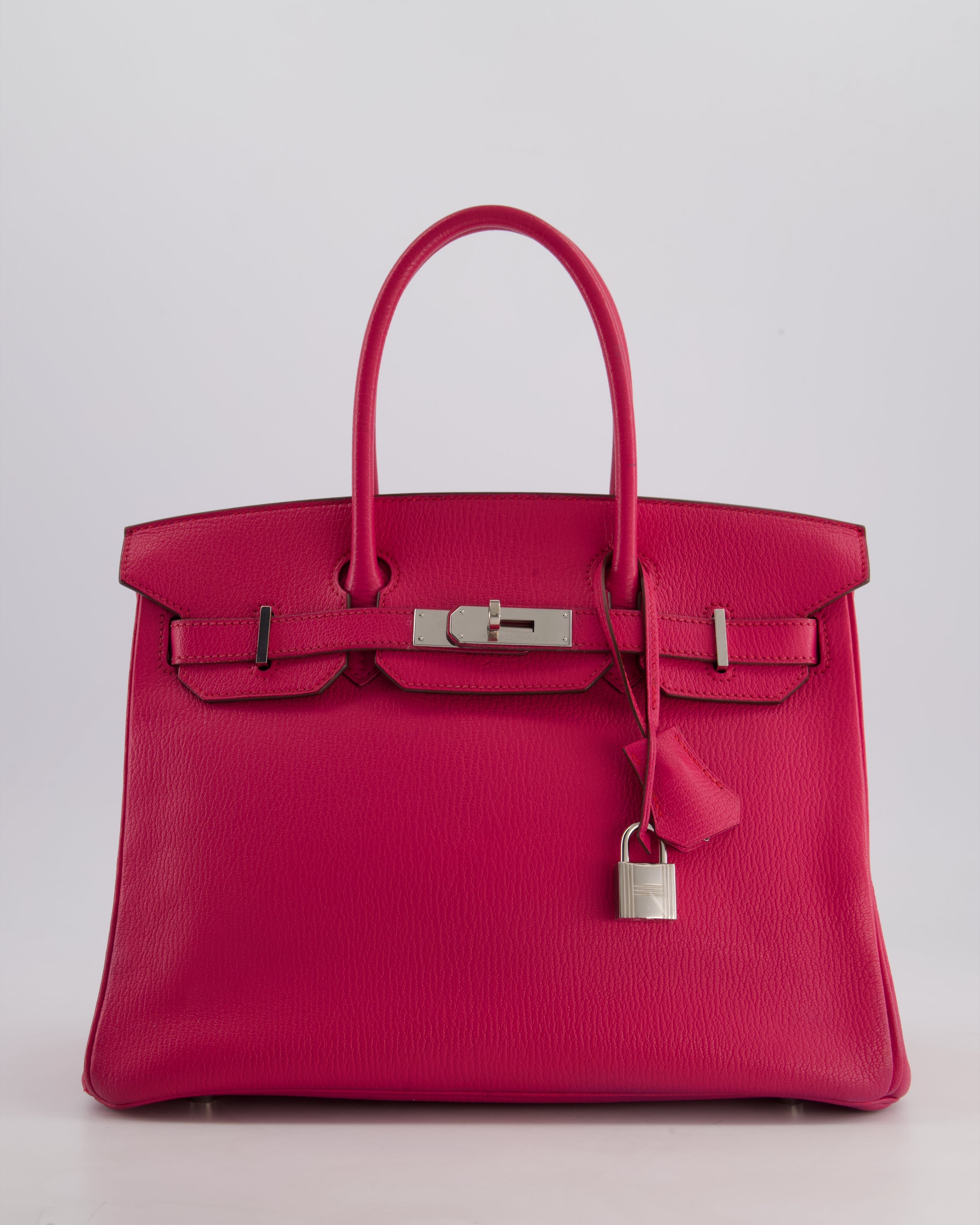 *FIRE PRICE & HOT* Hermès Birkin 30 Retourne Bag in Rose Shocking Chèvre Mysore Leather with Palladium Hardware