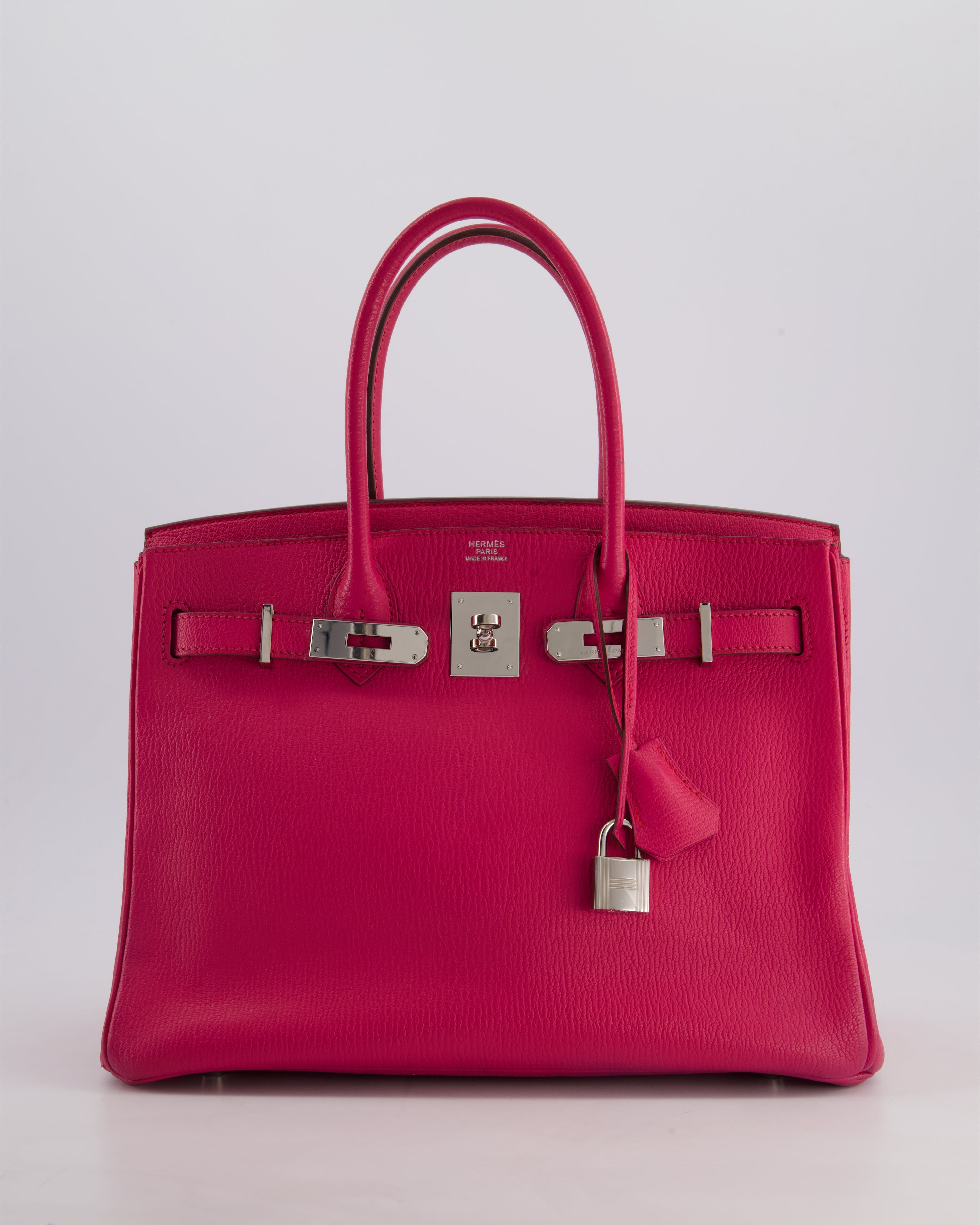 *FIRE PRICE & HOT* Hermès Birkin 30 Retourne Bag in Rose Shocking Chèvre Mysore Leather with Palladium Hardware