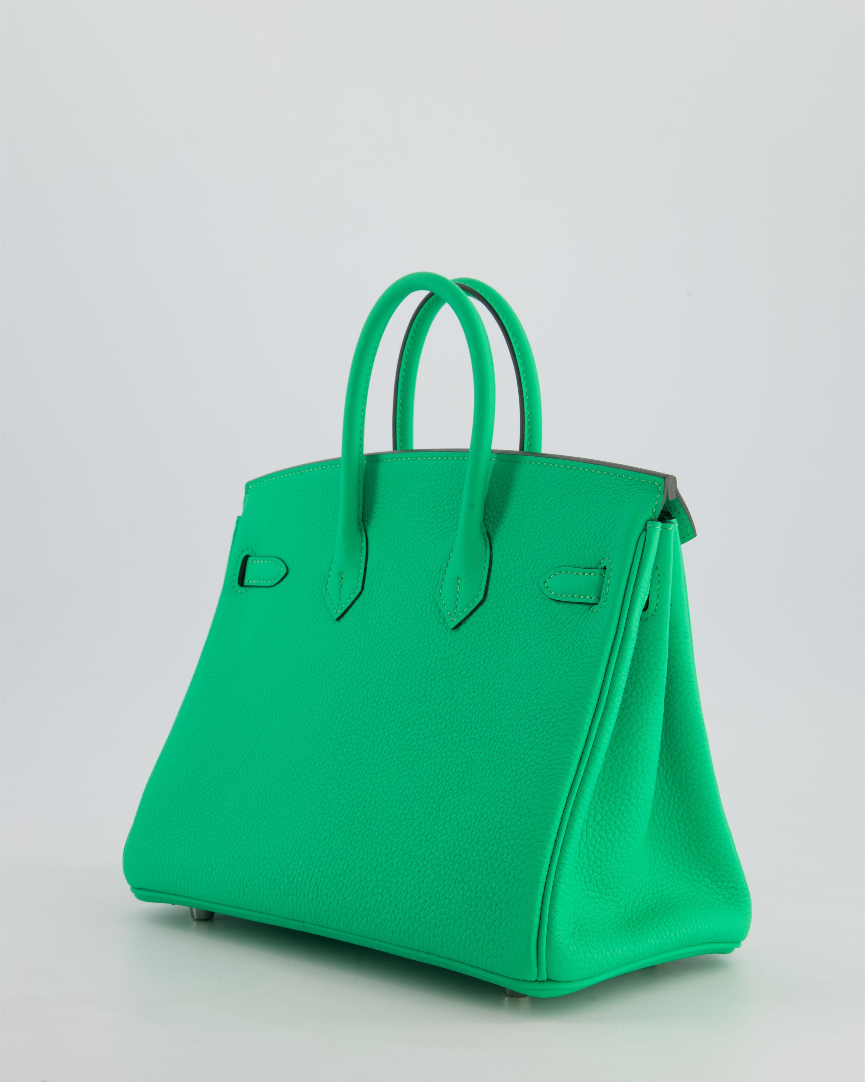 Hermès Birkin 25 Retourne Bag in Vert Comics Togo Leather with Palladium Hardware
