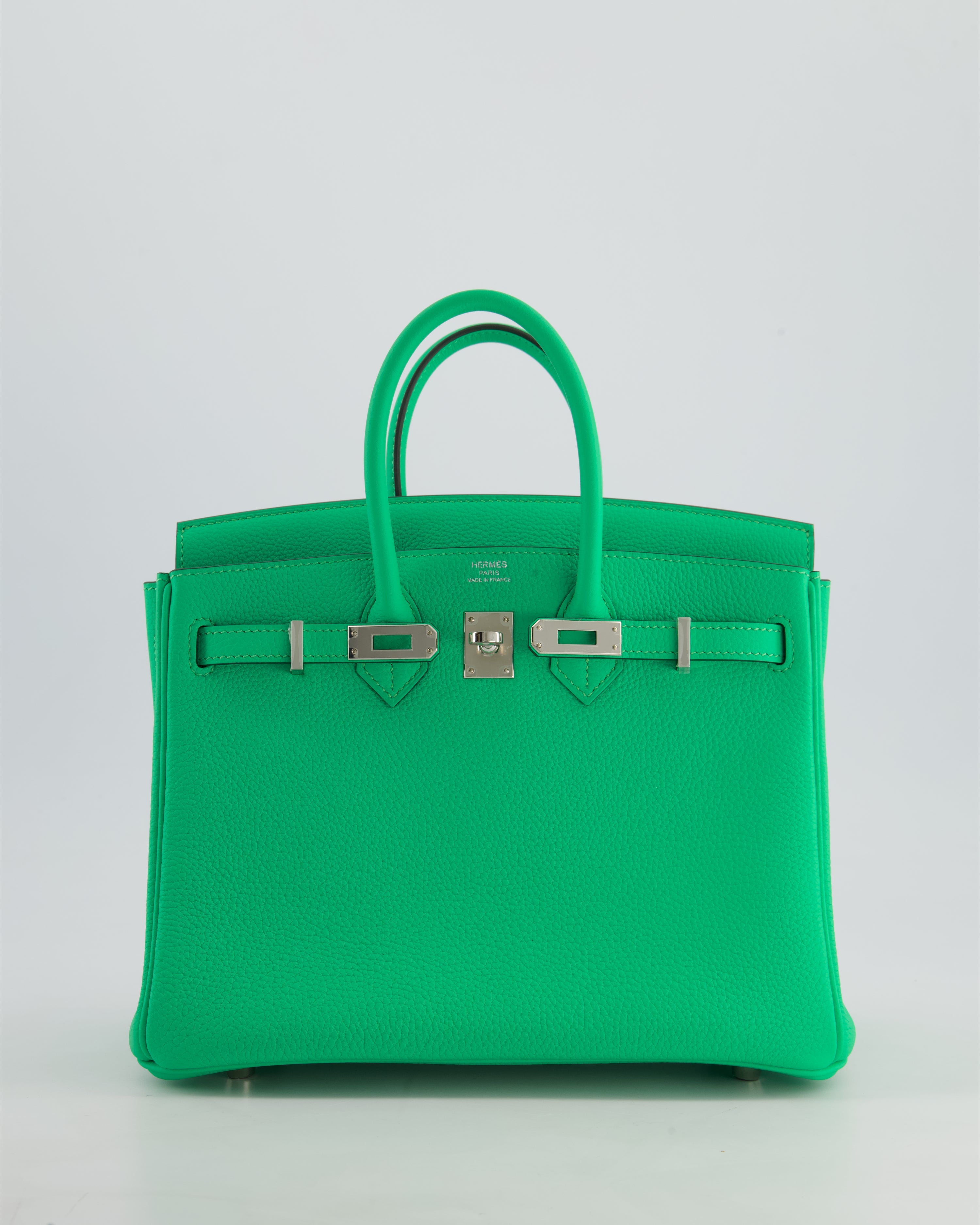 Hermès Birkin 25 Retourne Bag in Vert Comics Togo Leather with Palladium Hardware