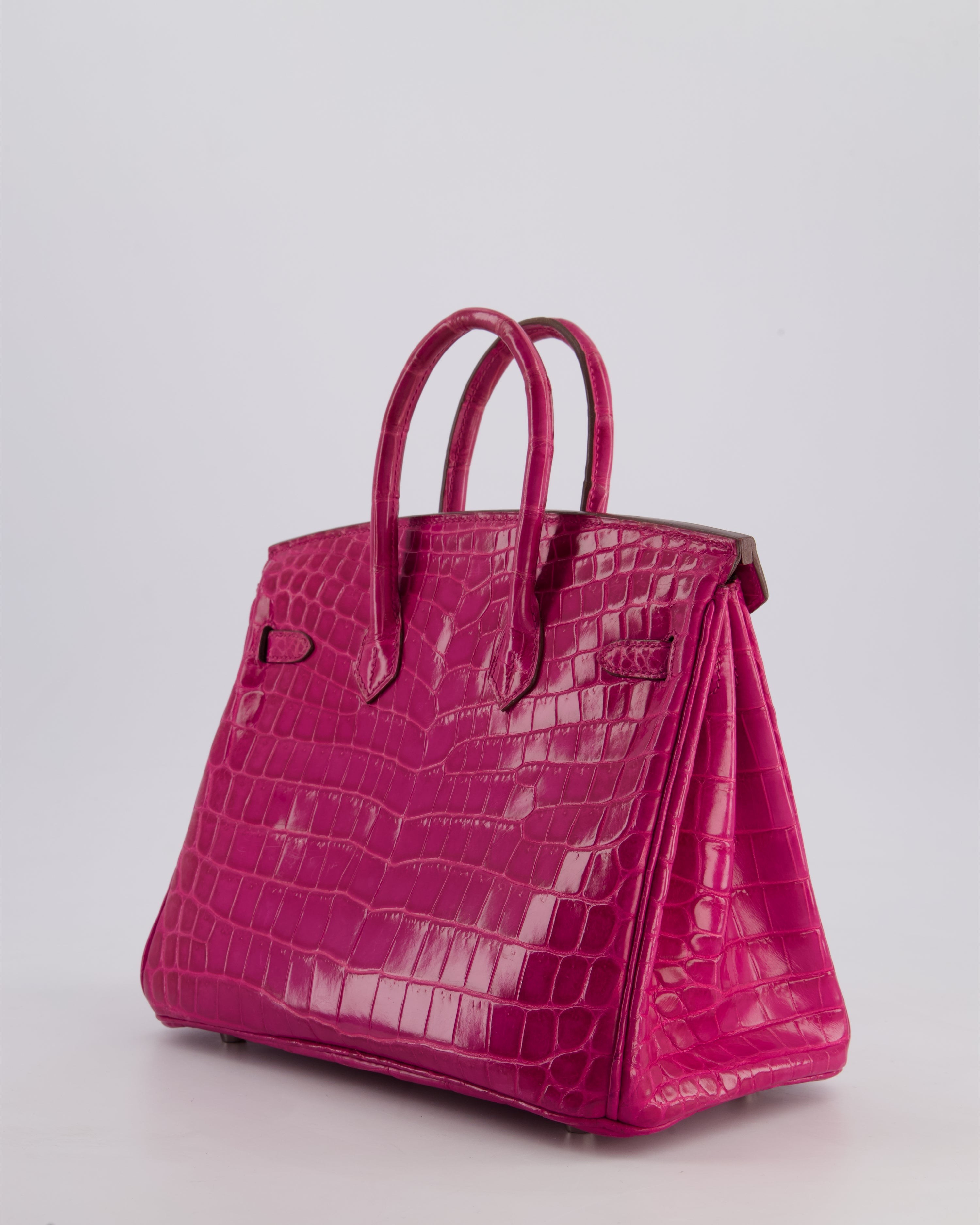 *RARE* Hermès Birkin 25 Retourne Bag in Rose Scheherezade Niloticus Porosus with Palladium Hardware