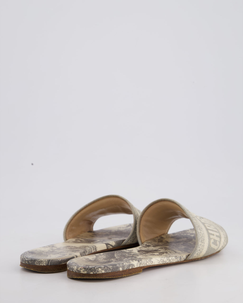 Christian Dior Grey Toile de Jouy Embroidered Sandals Size EU 38