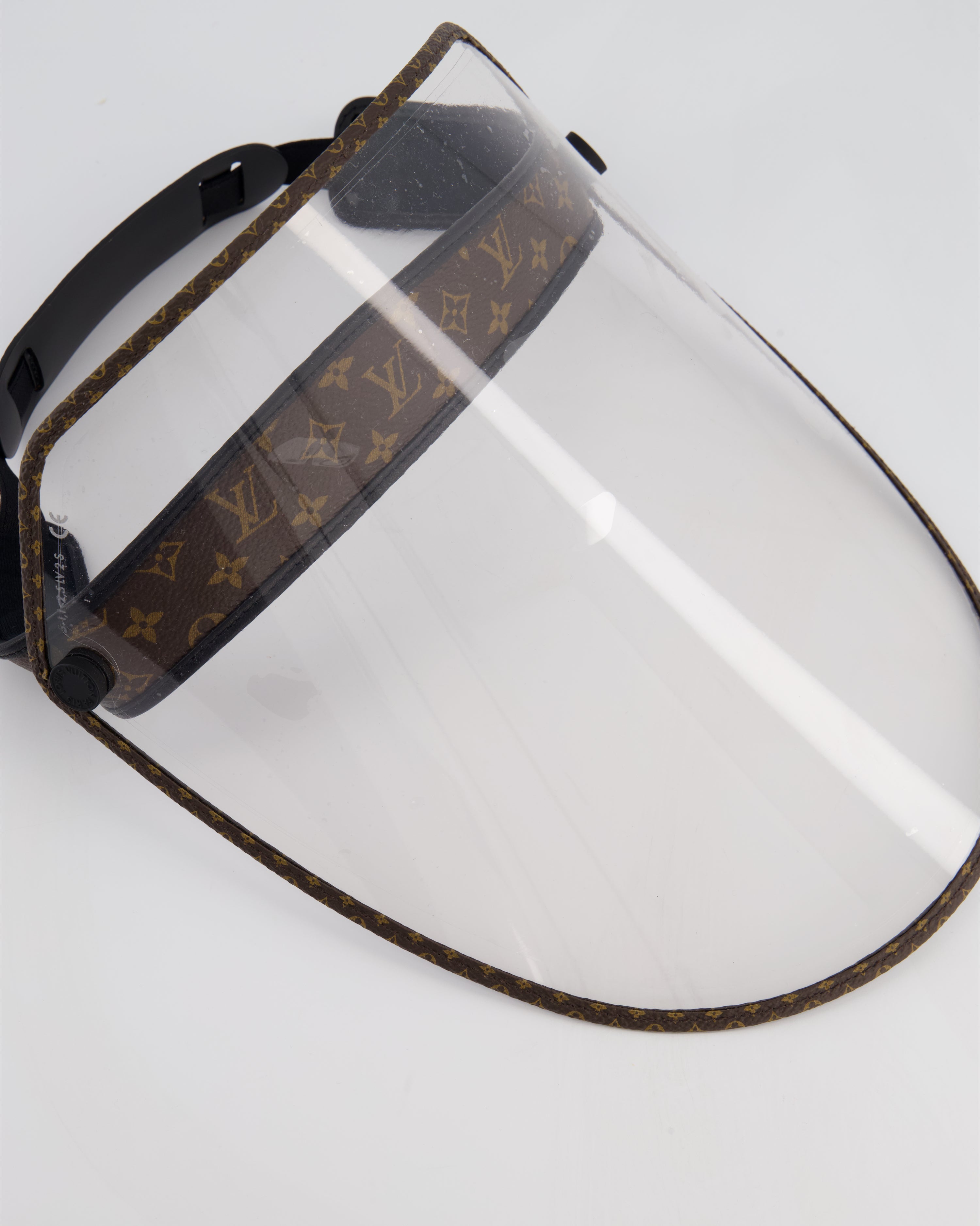 Louis Vuitton Translucent Visor With Brown Monogram Canvas and Black Leather Strap