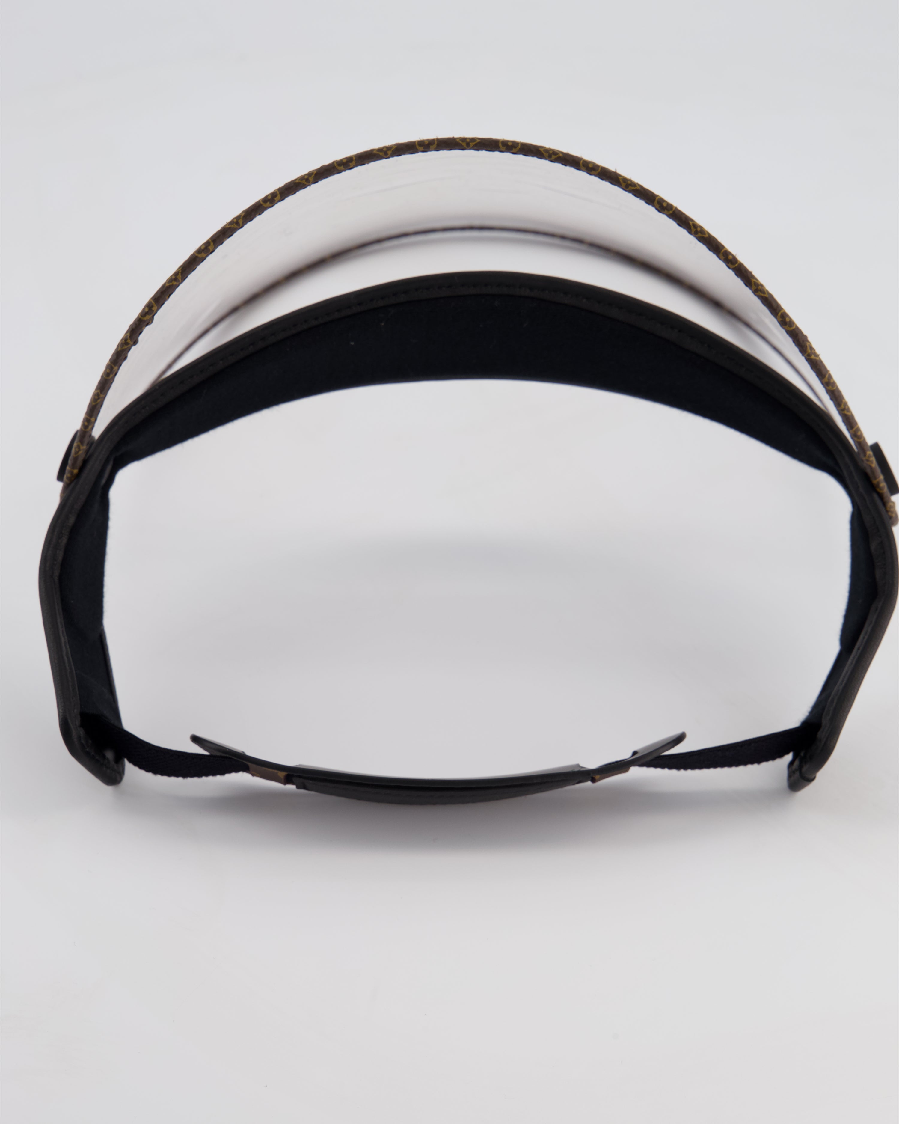 Louis Vuitton Translucent Visor With Brown Monogram Canvas and Black Leather Strap