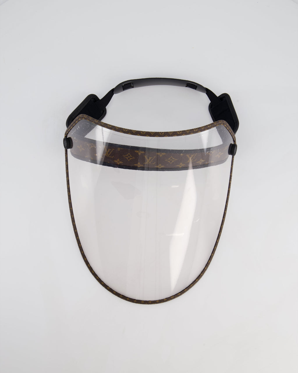 Louis Vuitton Translucent Visor With Brown Monogram Canvas and Black Leather Strap