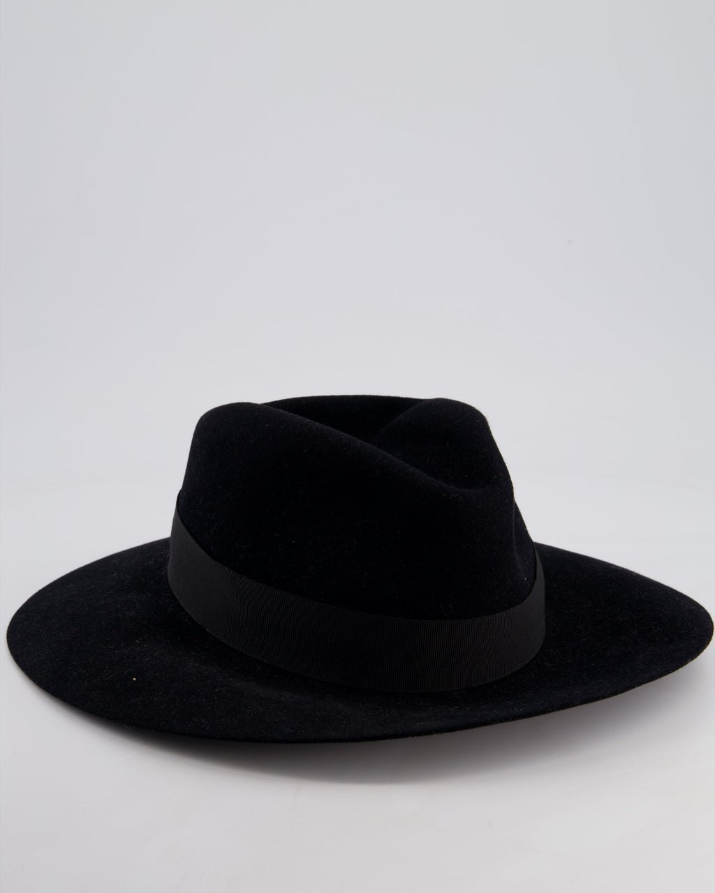 Christian Dior Black Wool Panama Hat with Logo Ribbon Detail Size 57