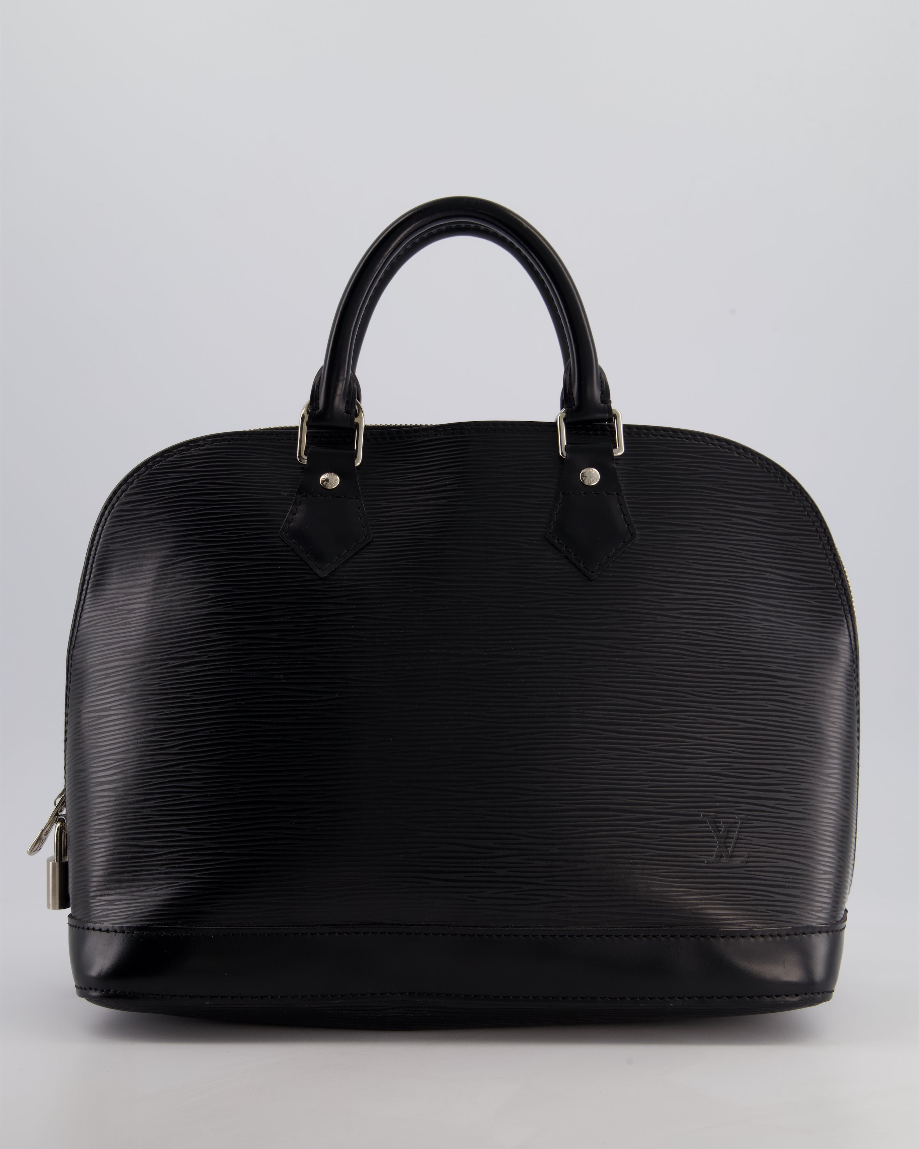 Louis Vuitton Alma PM Bag in Black Epi Leather with Silver Hardware