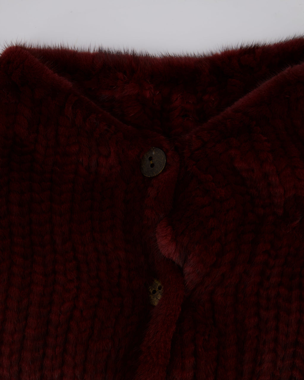 Christian Dior Burgundy Mink Long Sleeve Button Down Jumper with High Neck Size FR 38 (UK 10)
